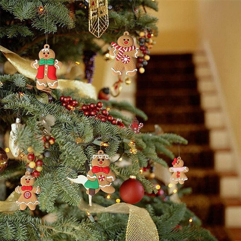 12X Gingerbread Man Xmas Tree Ornament Gift Party Hanging Pendants Window Decor - Window Decor-jbr7