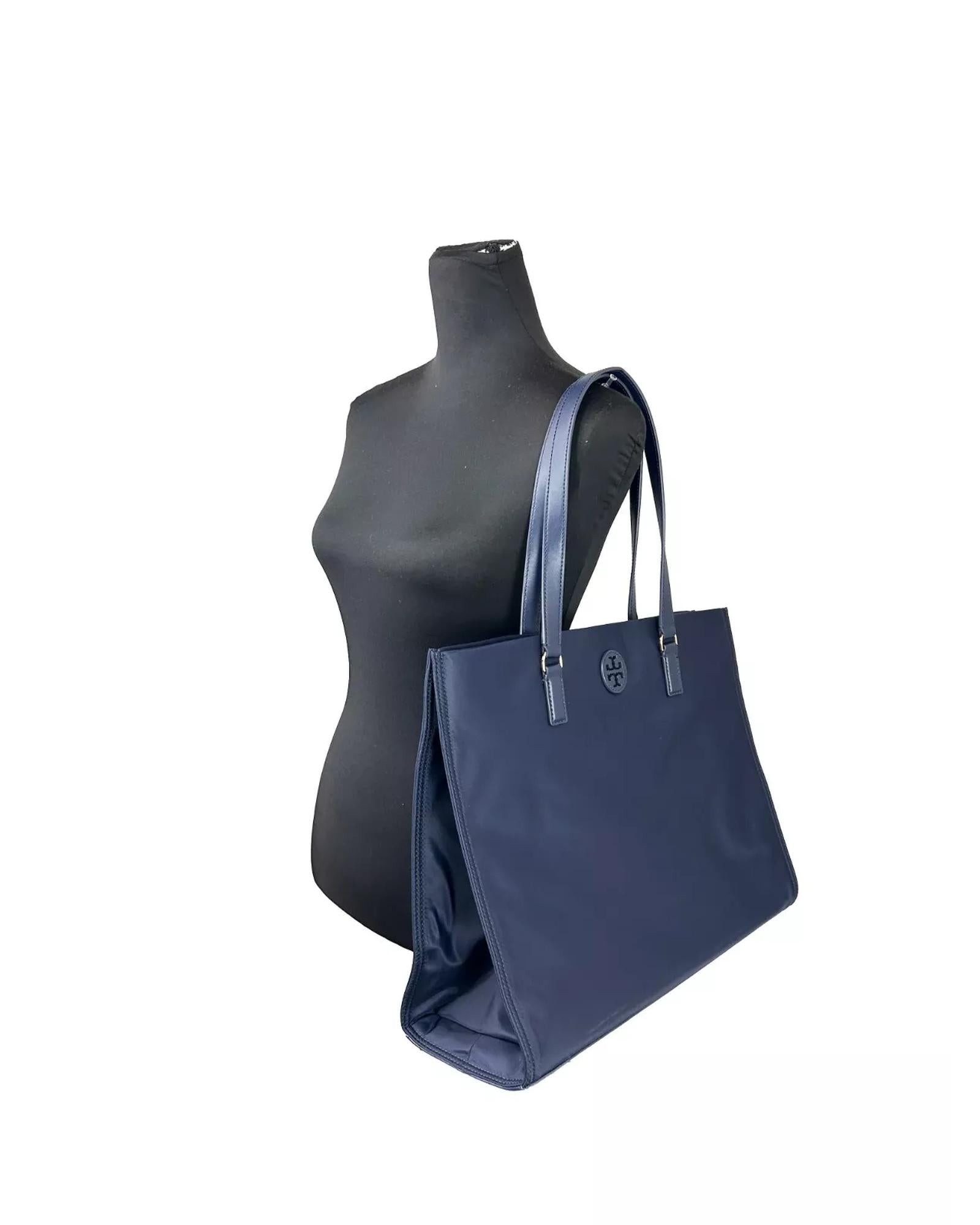 Tory Burch Women's Navy Ella Large Nylon Tote Bag Purse 136144 - One Size