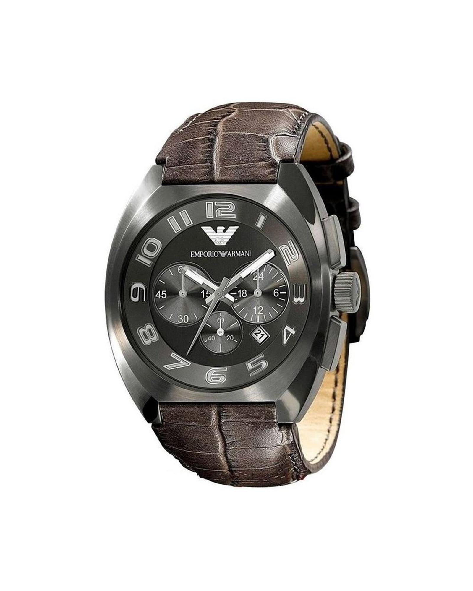 Armani Men's Brown Cowhide Leather Watch - One Size