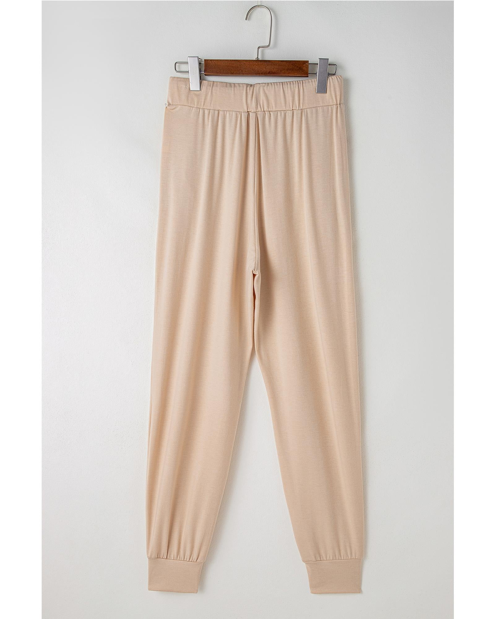 Parchment Split Long Cardigan and Skinny Pants Lounge Set - S