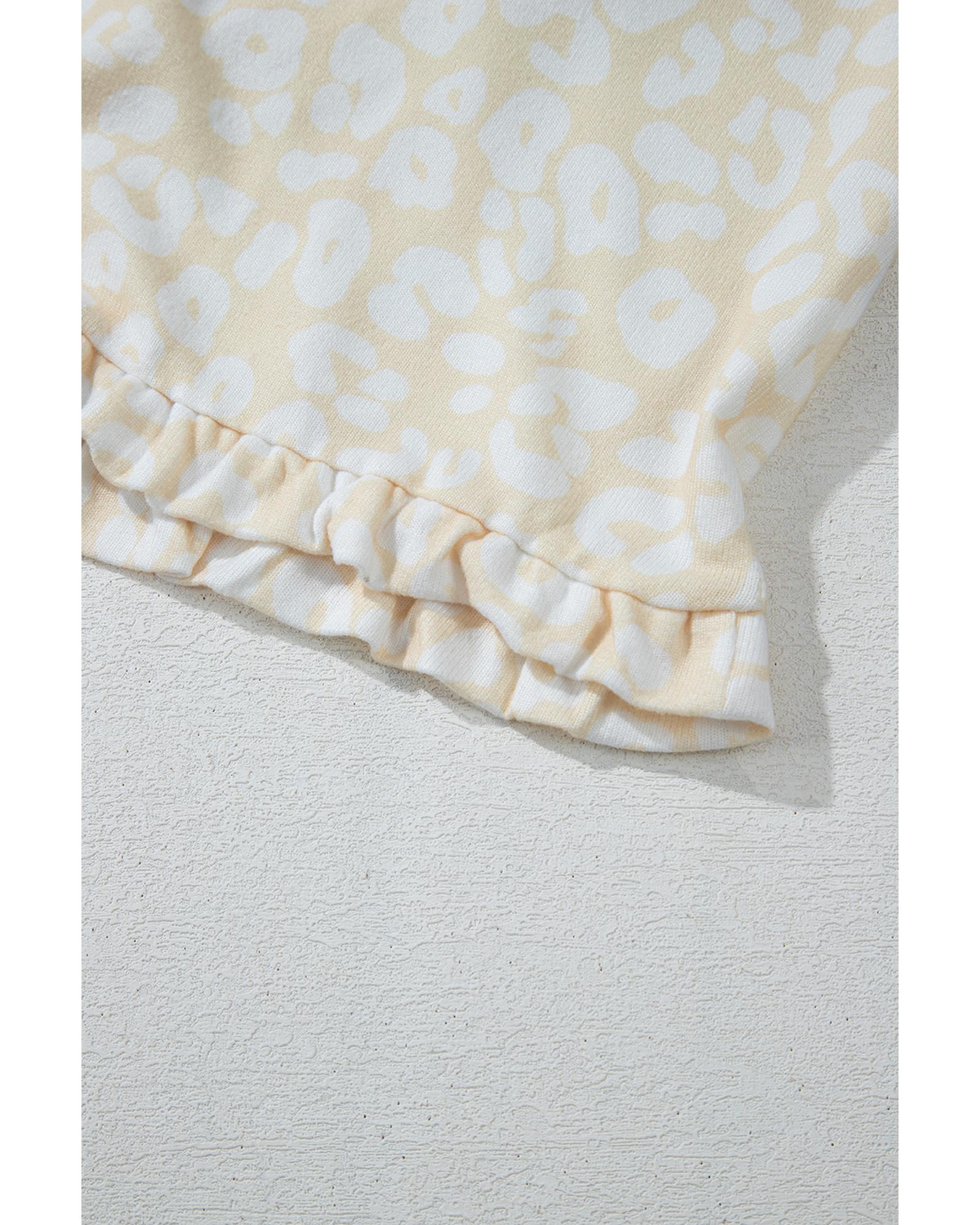 White Cheetah Print Two Piece Loose Fit Cozy Loungewear - 2XL