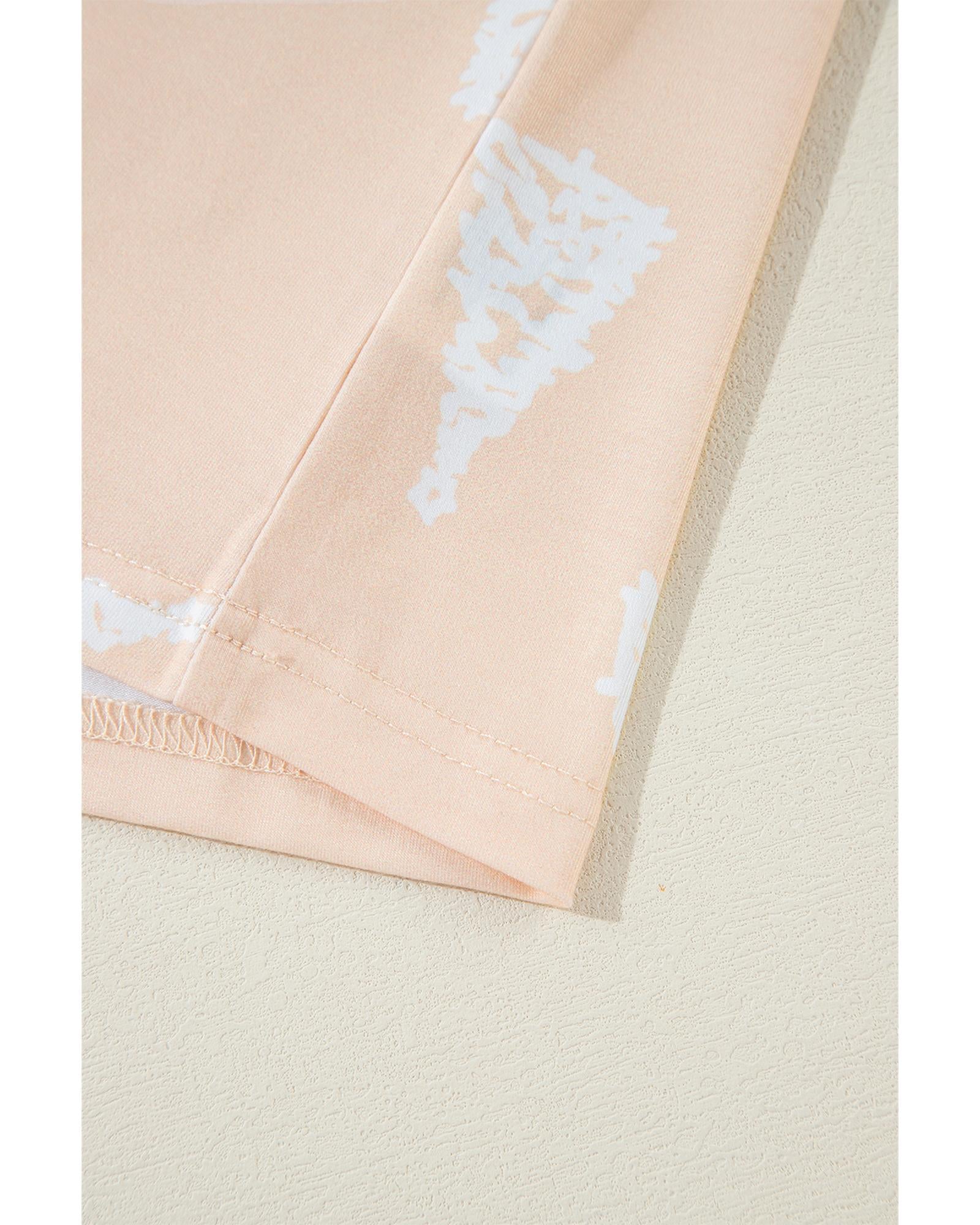 Apricot Christmas Tree Print Loose Fit Two Piece Pajama Set - XL