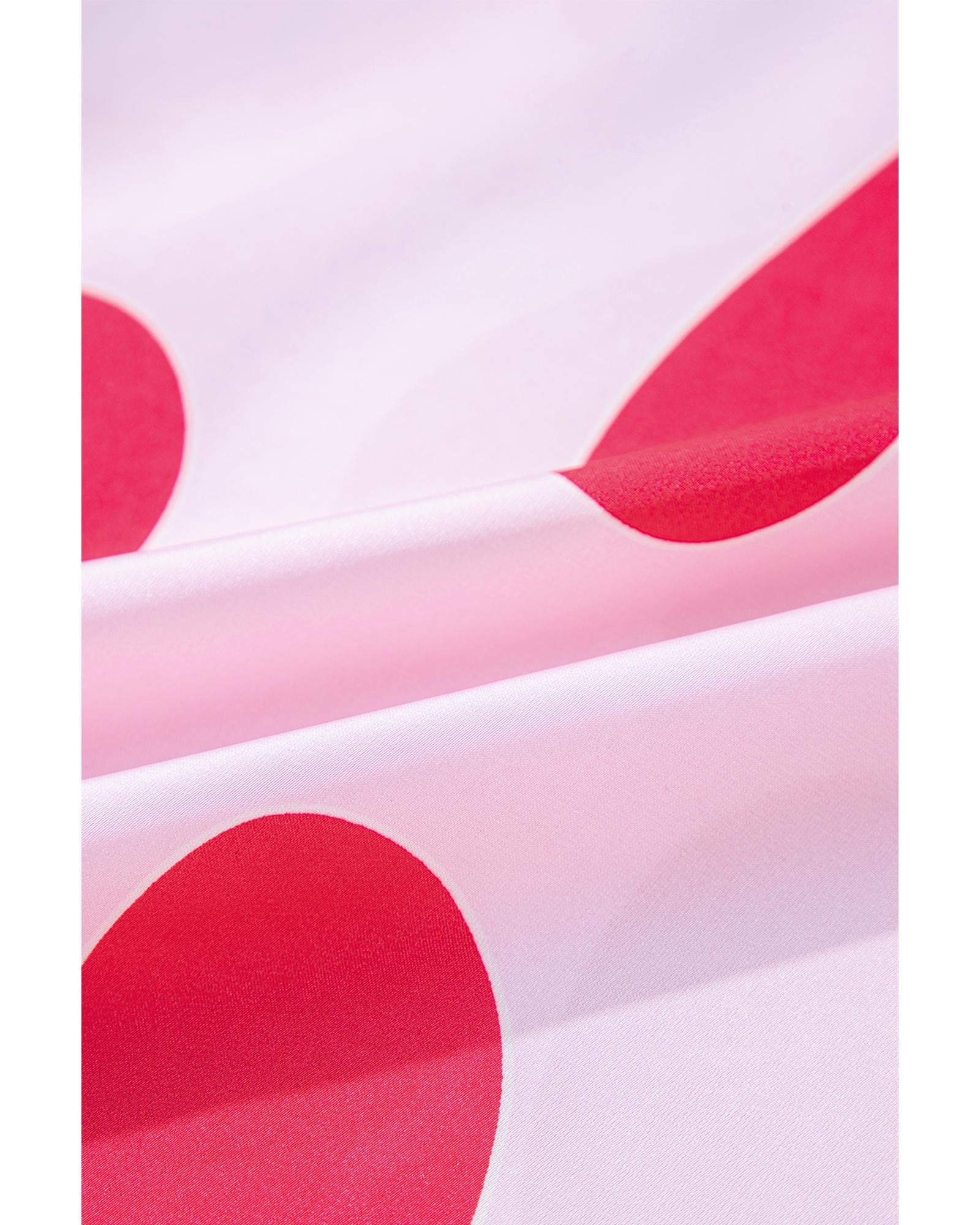 Pink Classic Heart Valentines Short Sleeve Pants Pajamas Set - M