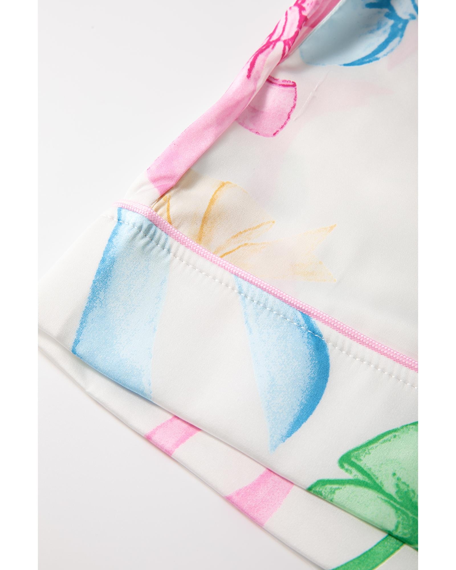 White Bowknot Print Buttoned Shirt High Waist Shorts Pajama Set - XL