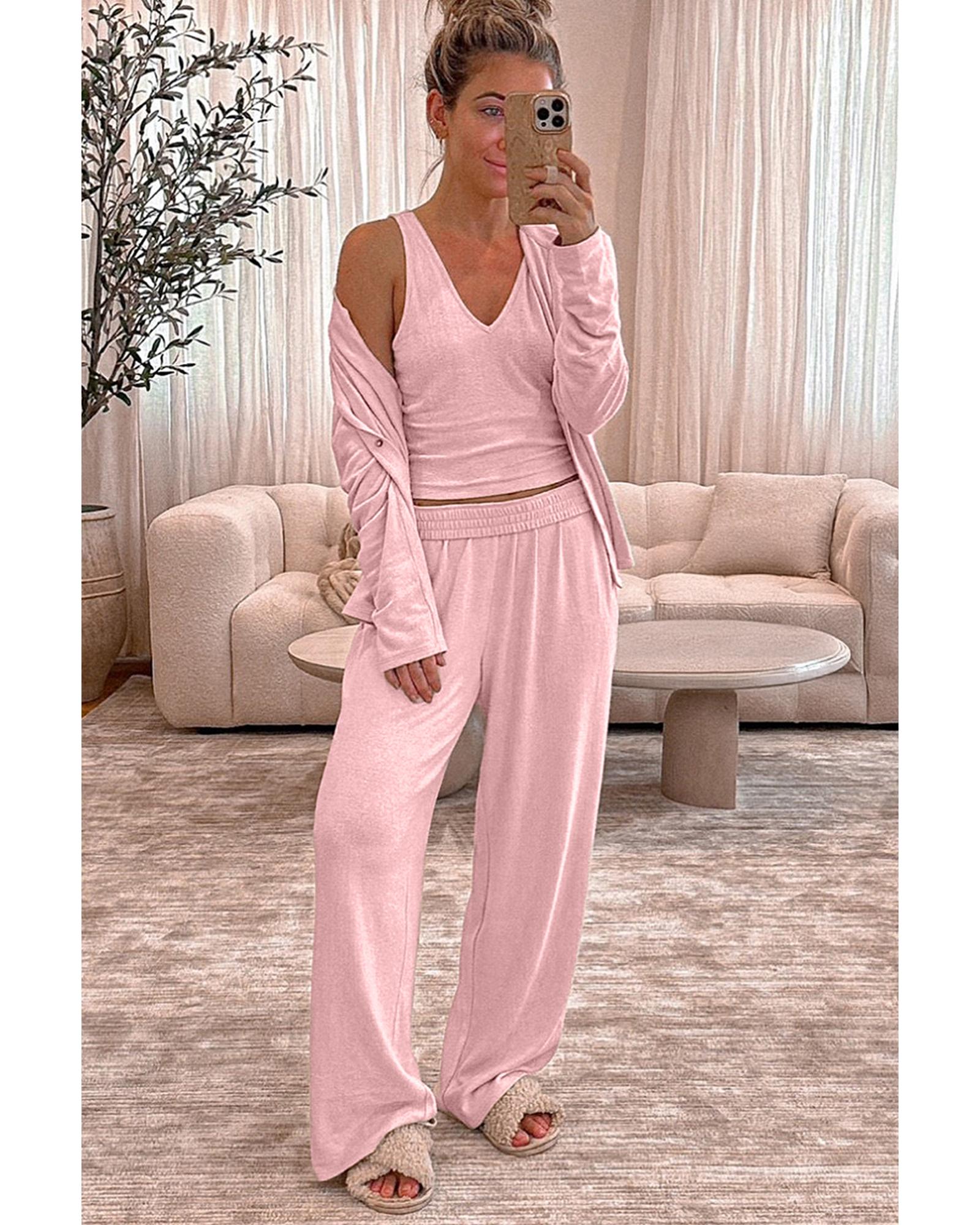 Light Pink 3-Piece Cozy Knit Lounge Set - XL