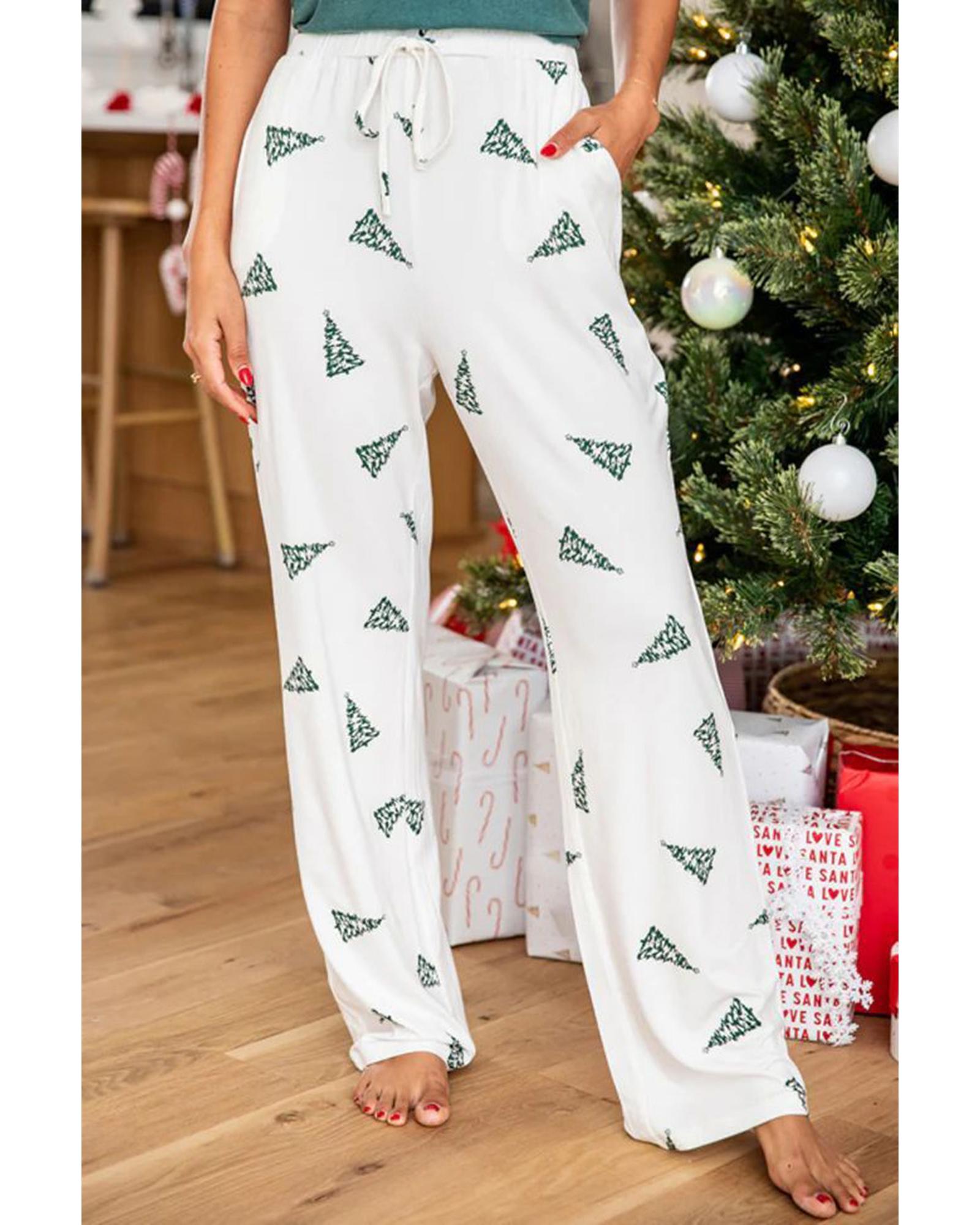 Skobeloff Christmas Tree Print Tee and Pants Lounge Set - XL