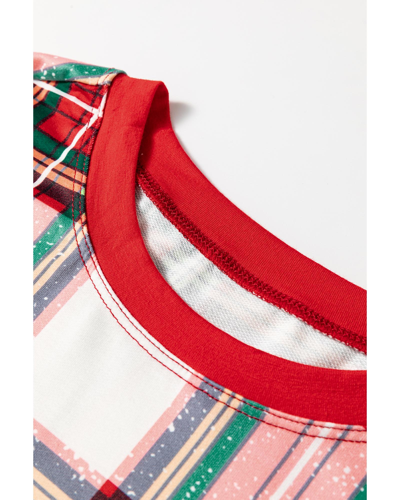 Red Christmas Plaid Allover Top and Pants Lounge Set - 2XL