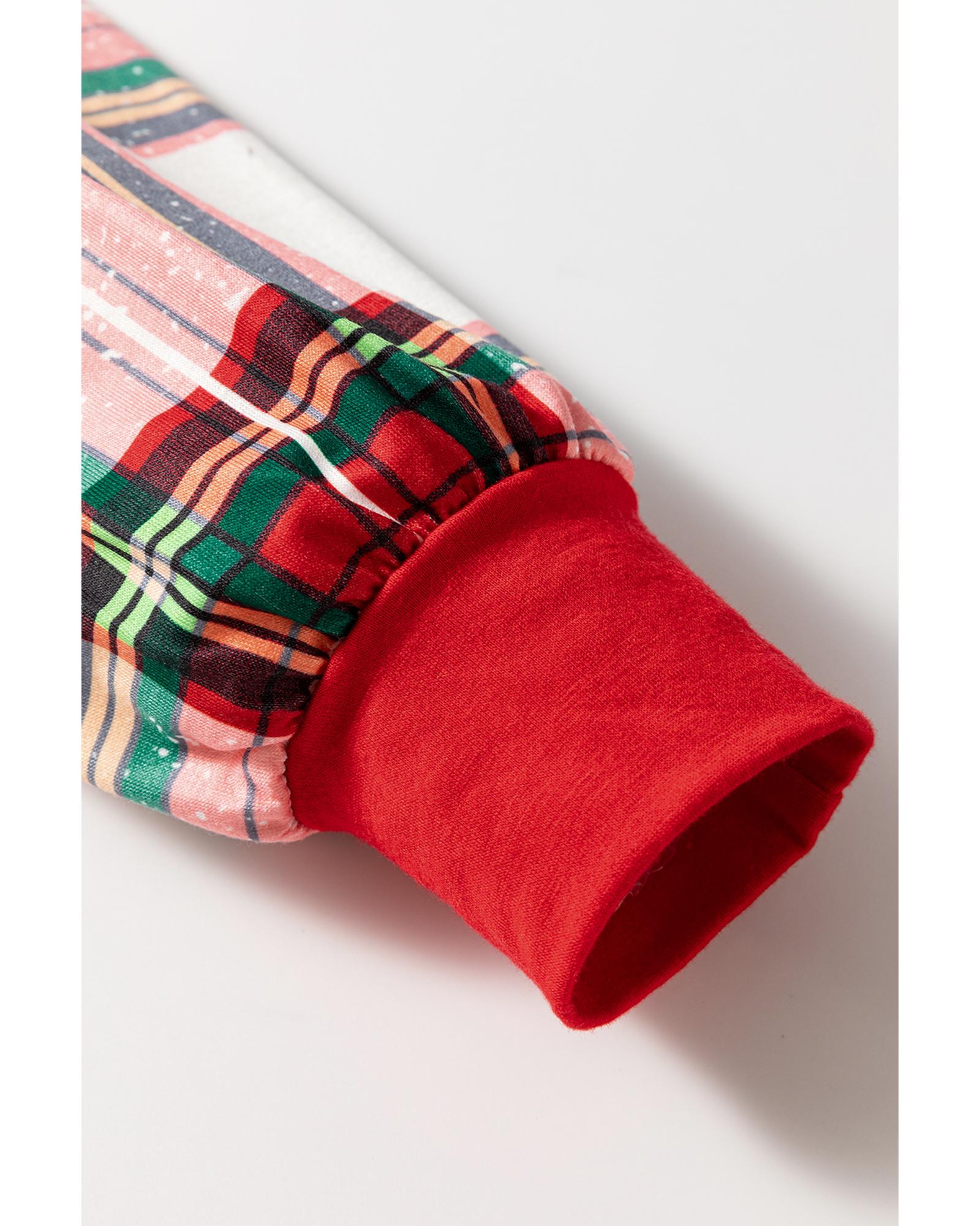 Red Christmas Plaid Allover Top and Pants Lounge Set - S