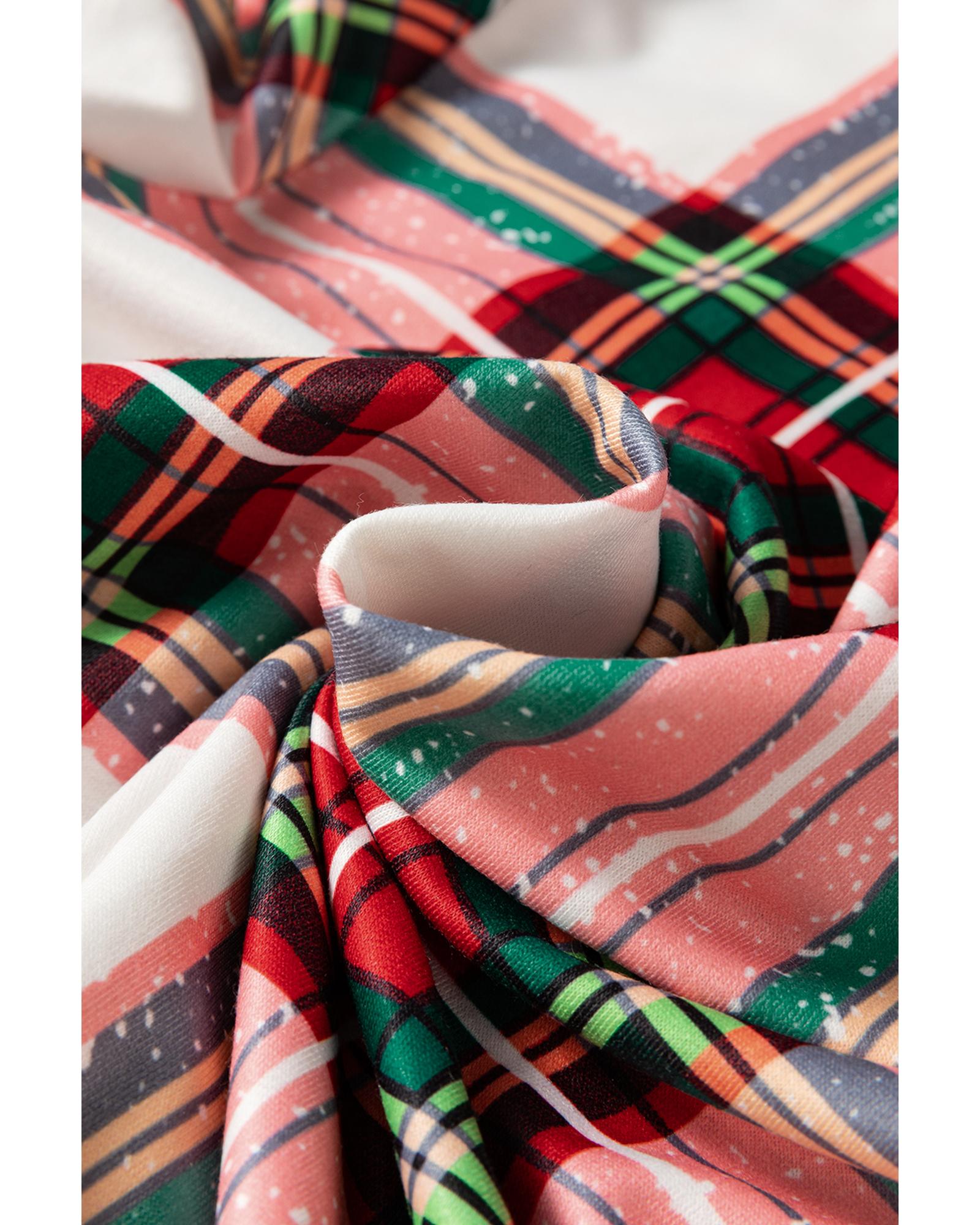 Red Christmas Plaid Allover Top and Pants Lounge Set - S