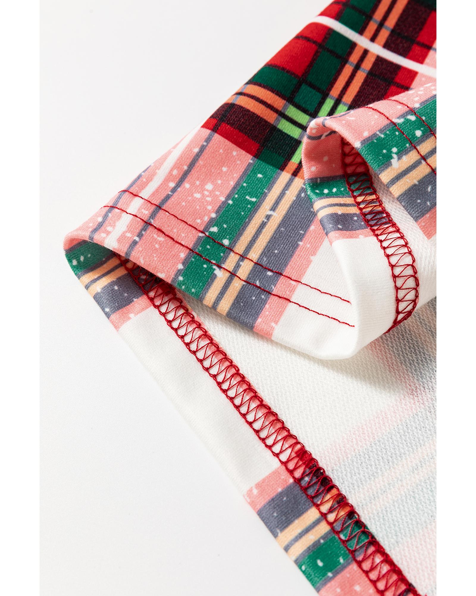 Red Christmas Plaid Allover Top and Pants Lounge Set - XL