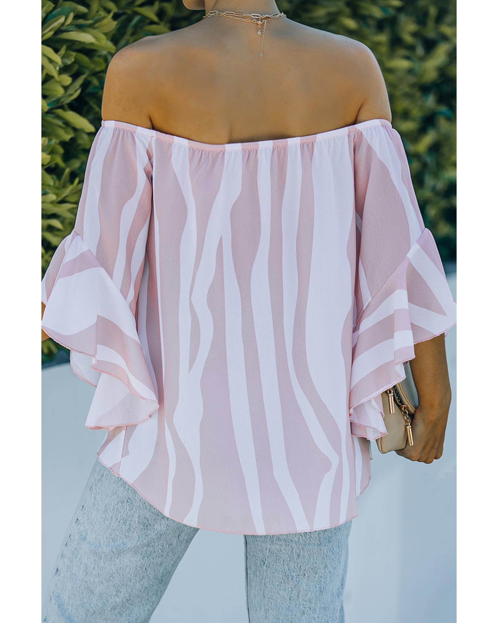 Azura Exchange Vertical Stripes Off The Shoulder Blouse - S