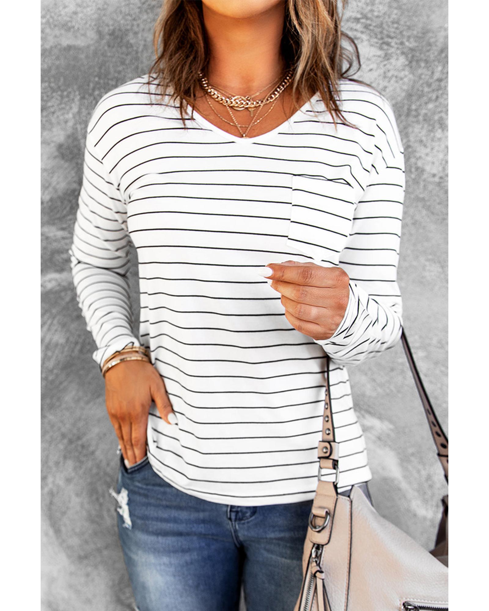 Azura Exchange V Neck Long Sleeve Top - L