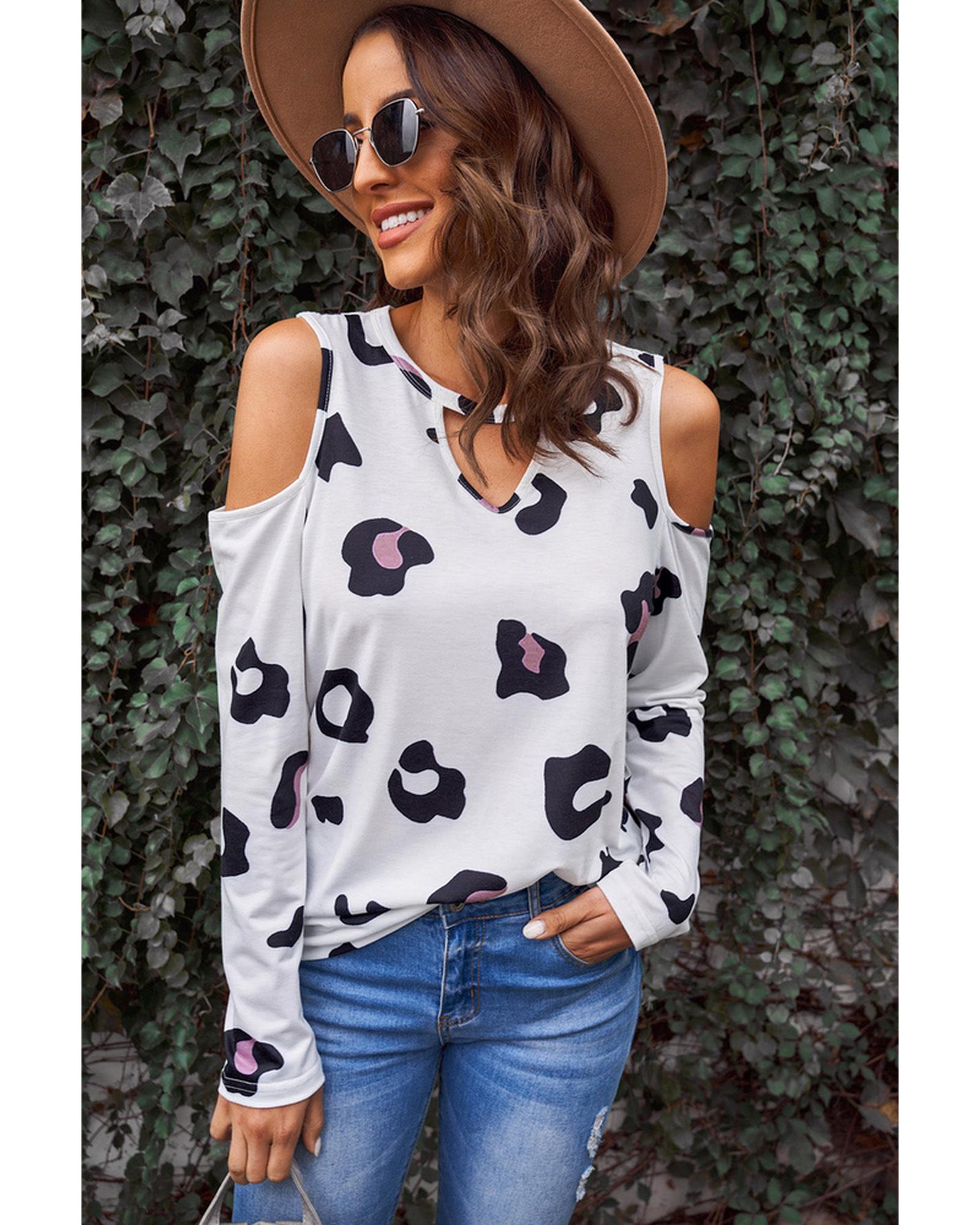 Azura Exchange Hollow Out Cold Shoulder Blouse - M