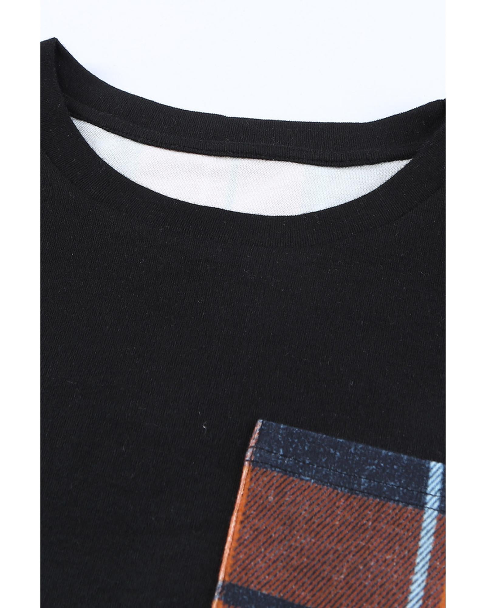 Azura Exchange Patchwork Plaid Long Sleeve Top - S