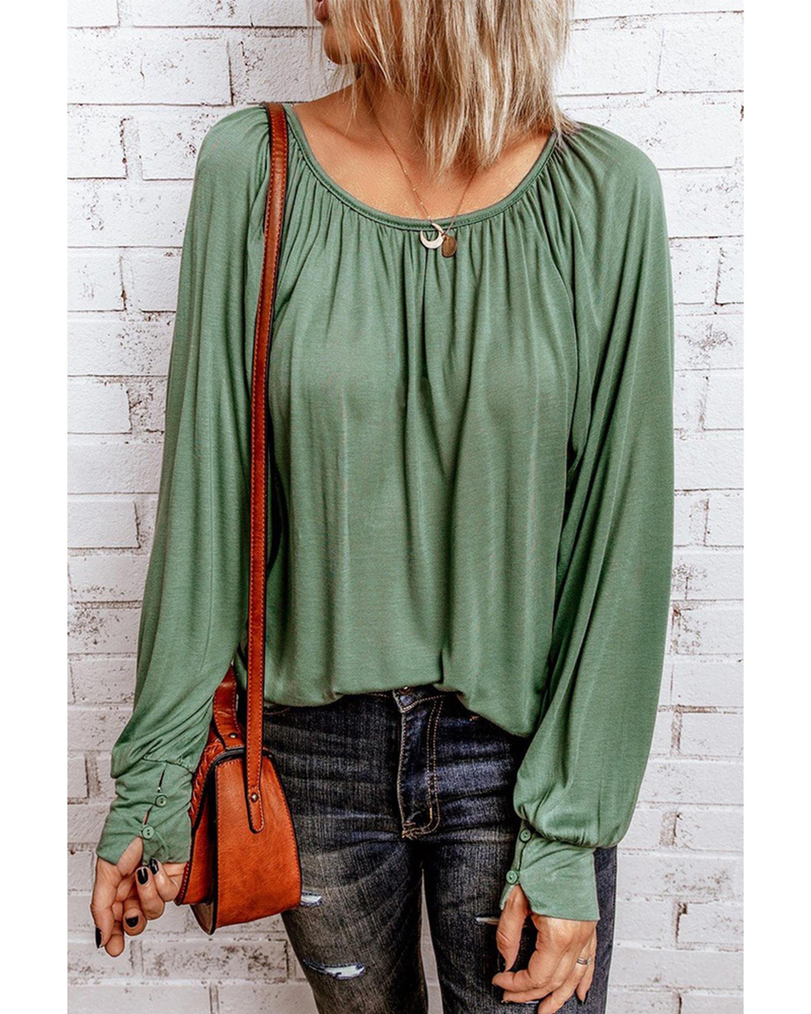 Azura Exchange Gathered Bubble Sleeve Top - 2XL