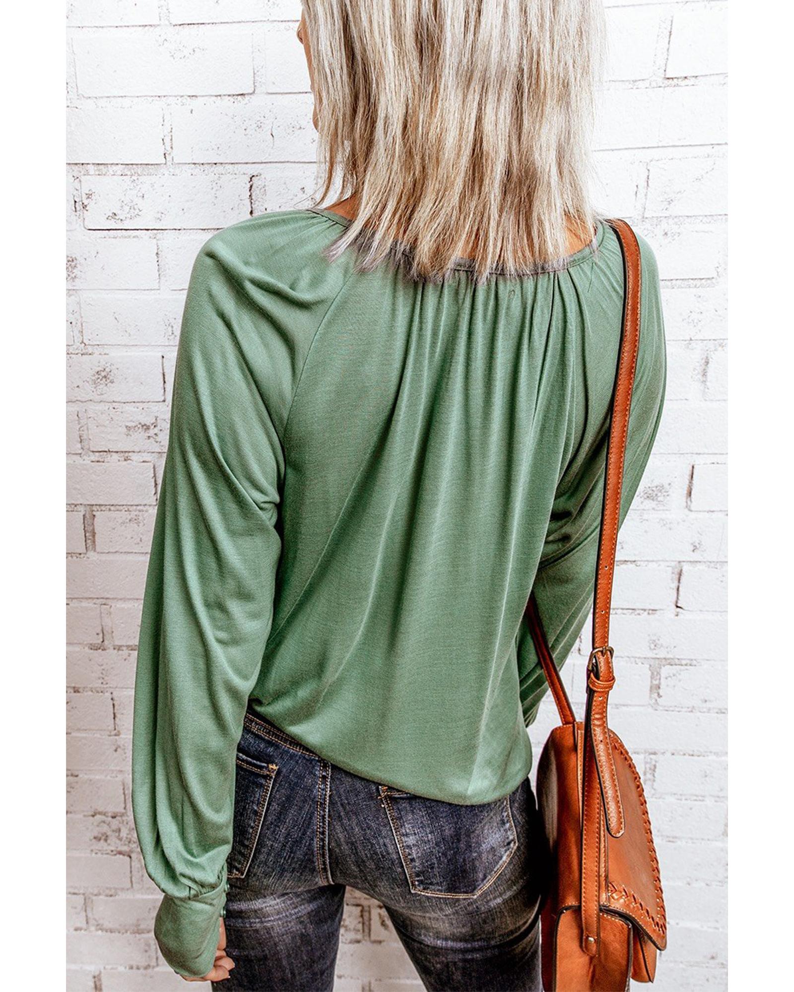 Azura Exchange Gathered Bubble Sleeve Top - S