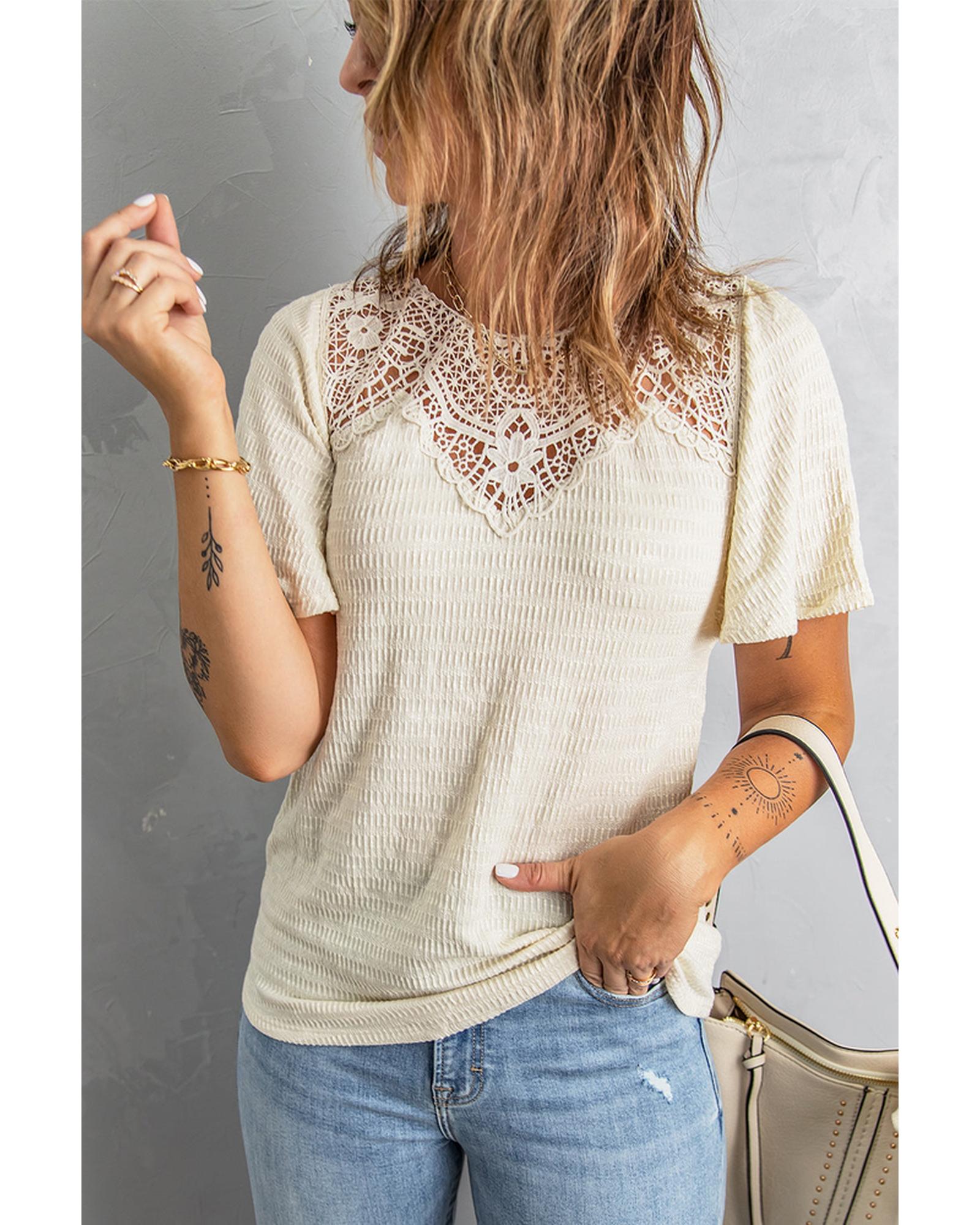 Azura Exchange Flutter Sleeve Crochet Top - S