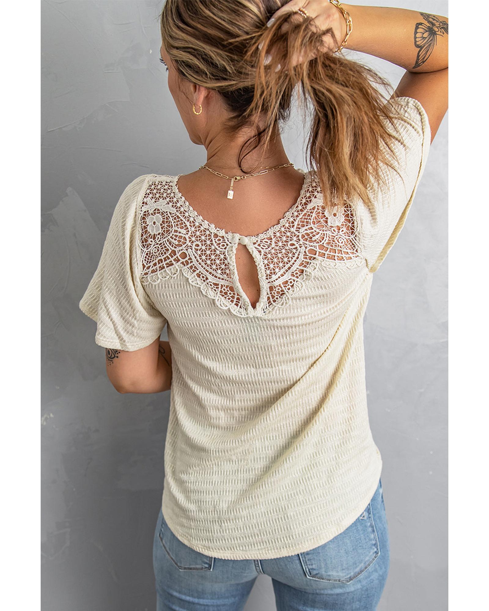 Azura Exchange Flutter Sleeve Crochet Top - S