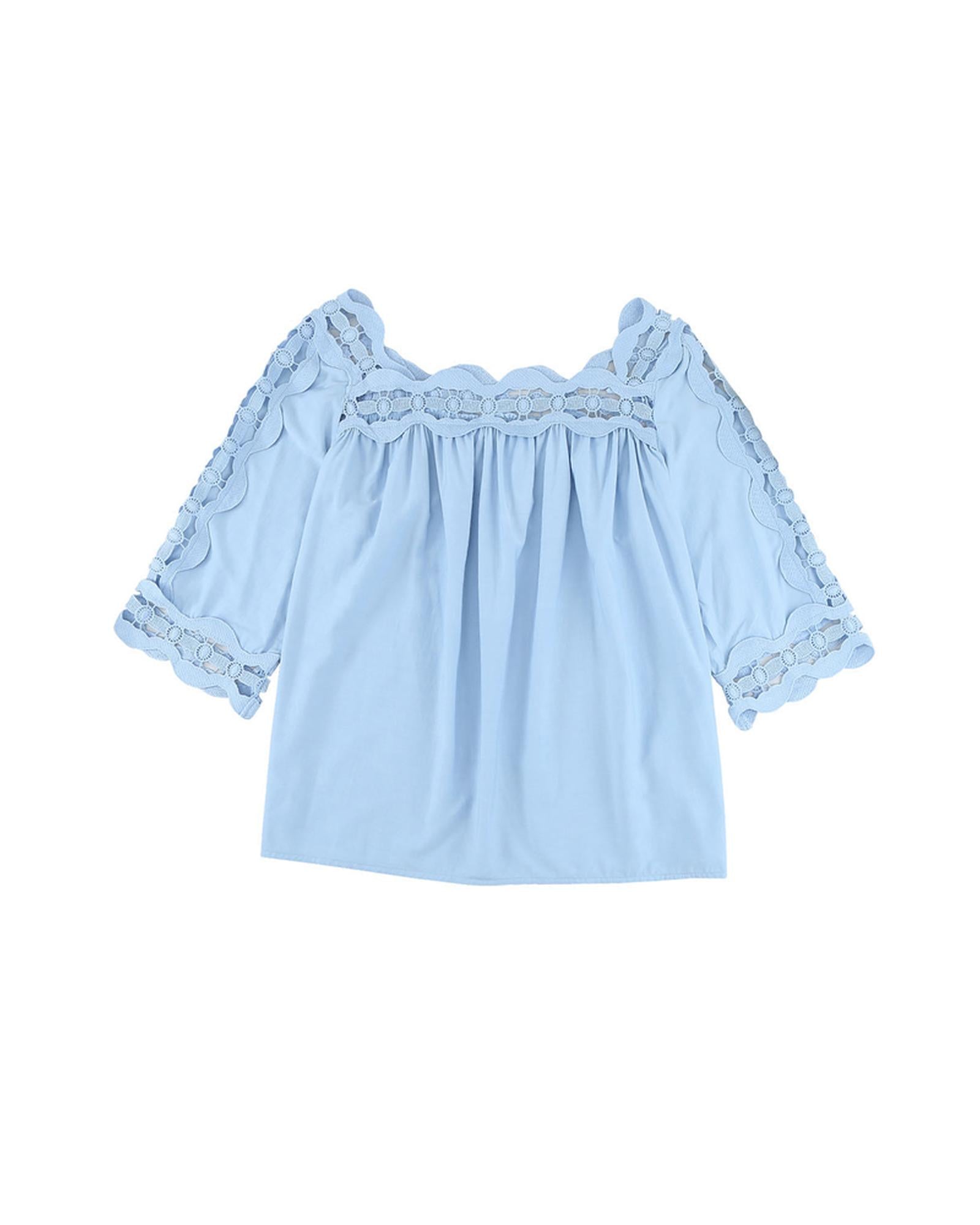 Azura Exchange Crochet Trim Hollow-out Blouse - 2XL