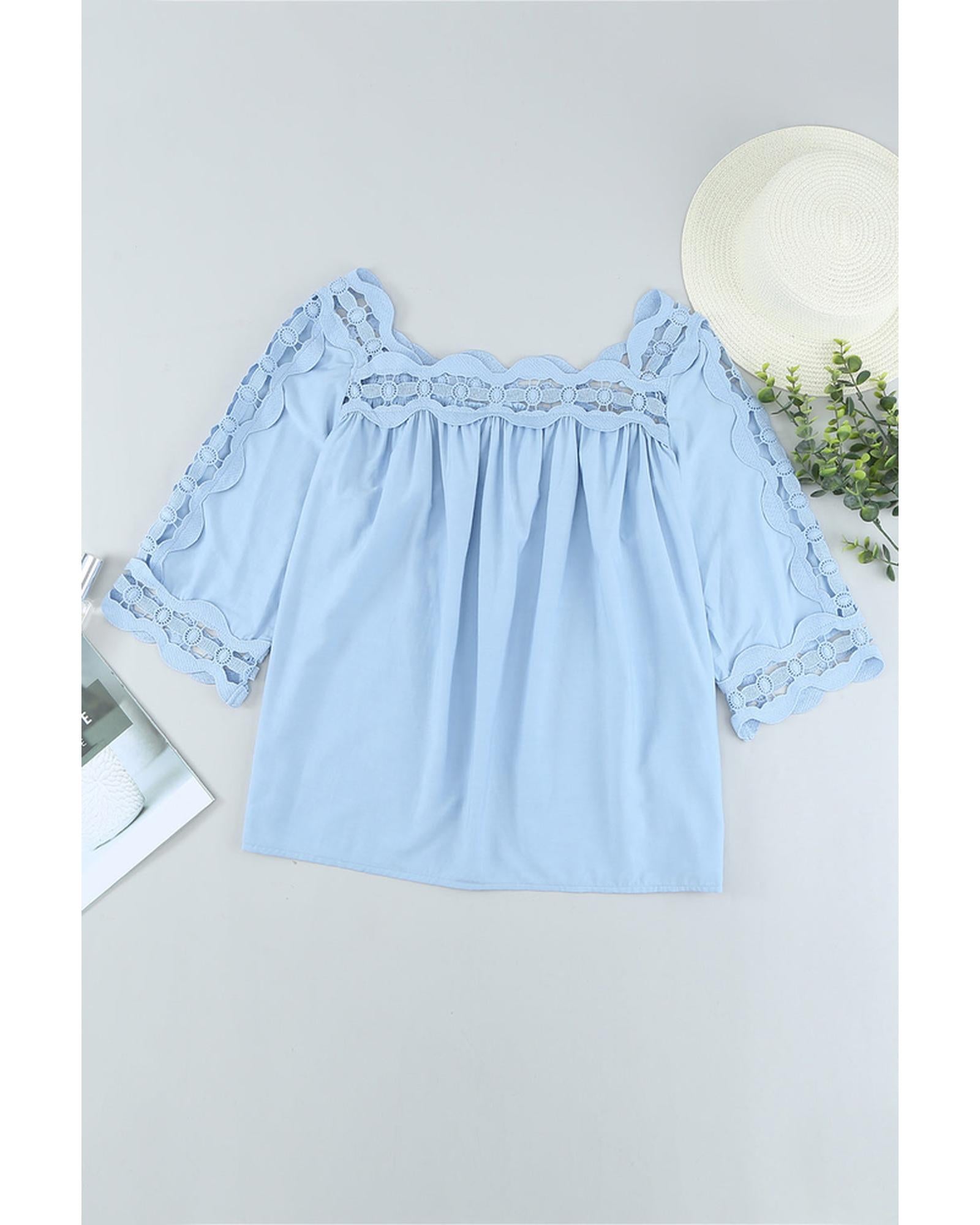 Azura Exchange Crochet Trim Hollow-out Blouse - 2XL