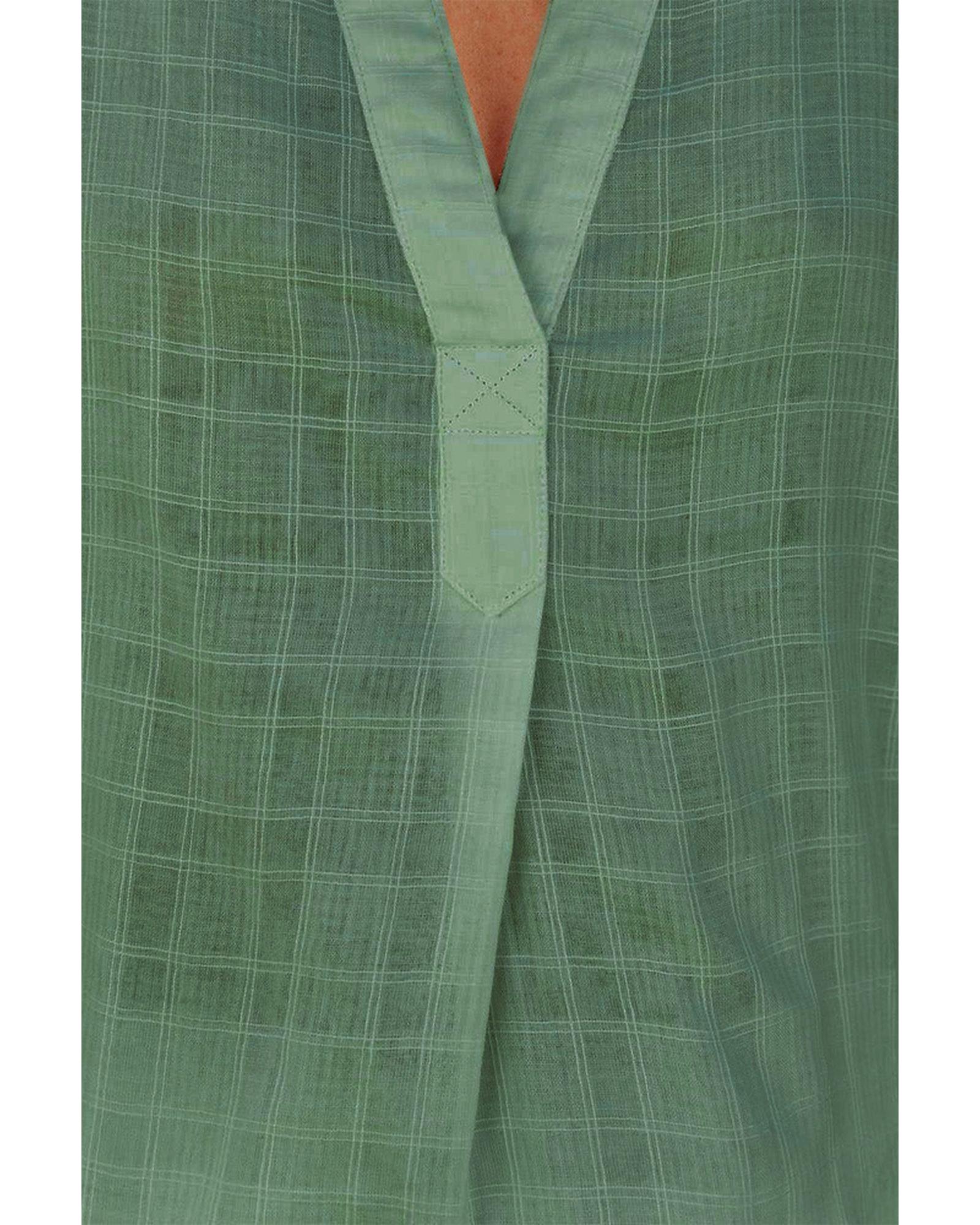 Azura Exchange Plaid Print V Neck Short Sleeve Shirt - M