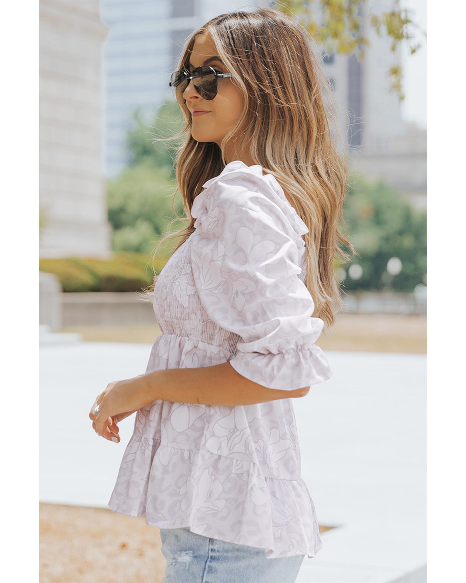 Azura Exchange Floral Leopard Peplum Top - XL