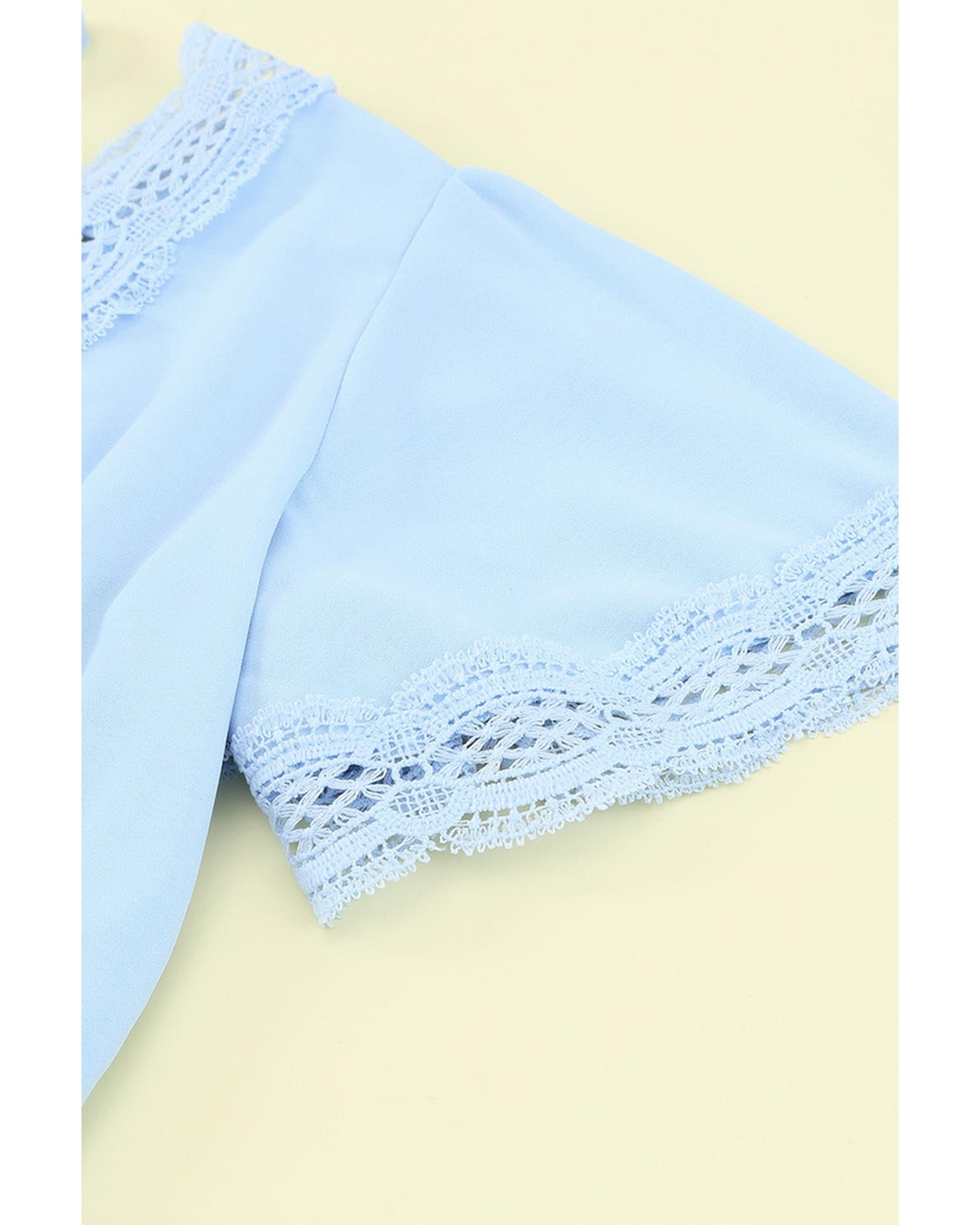 Azura Exchange Lace Splicing V Neck Blouse - 2XL