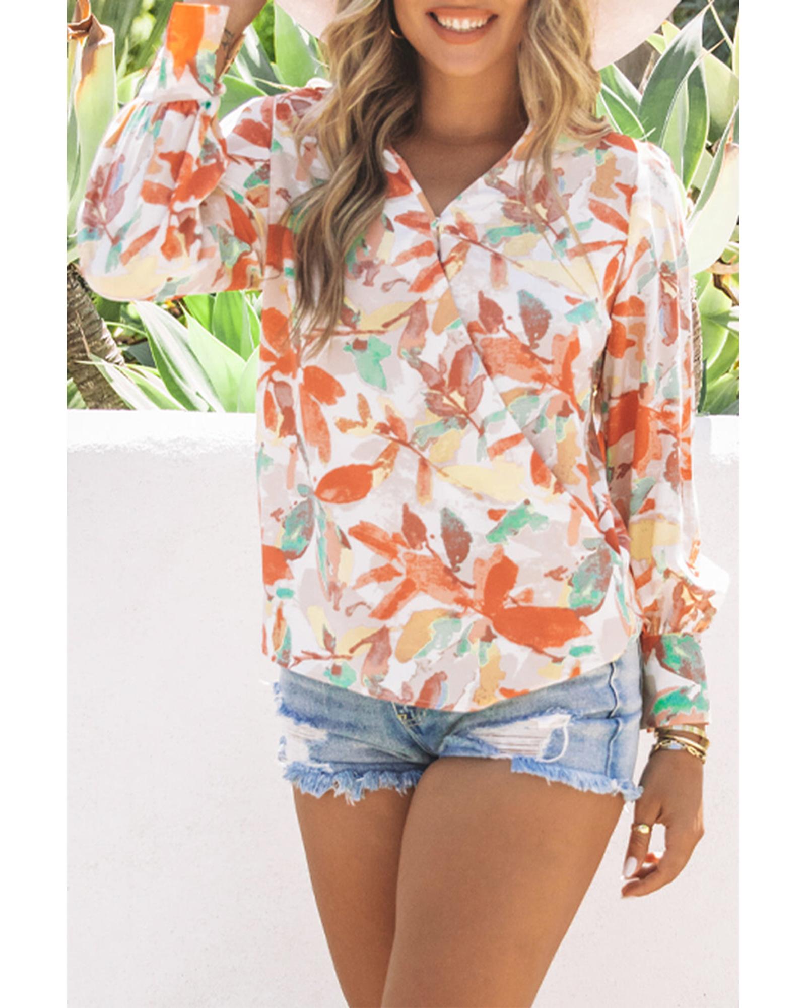 Azura Exchange Wrap Long Sleeve Blouse - 2XL