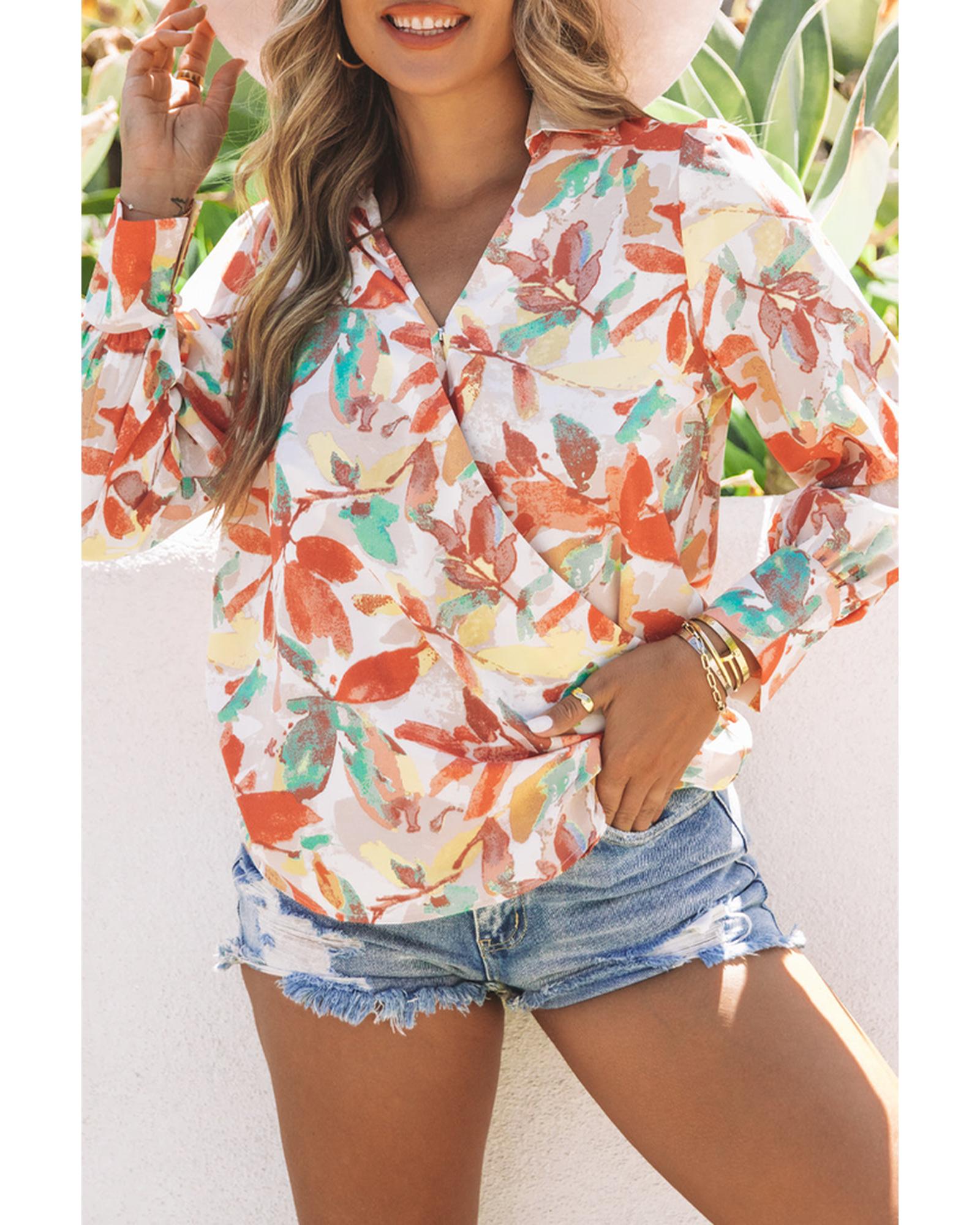 Azura Exchange Wrap Long Sleeve Blouse - 2XL