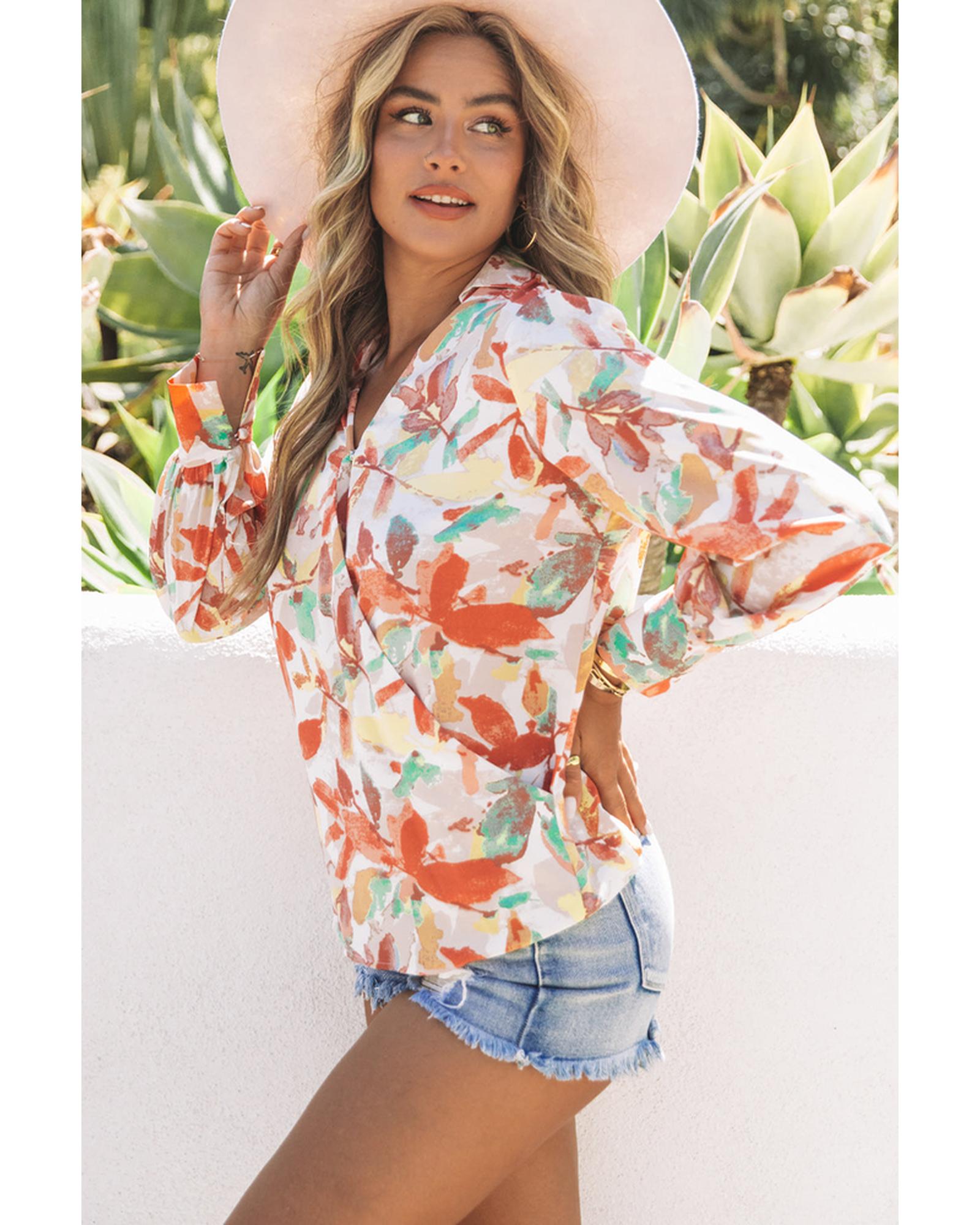 Azura Exchange Wrap Long Sleeve Blouse - L