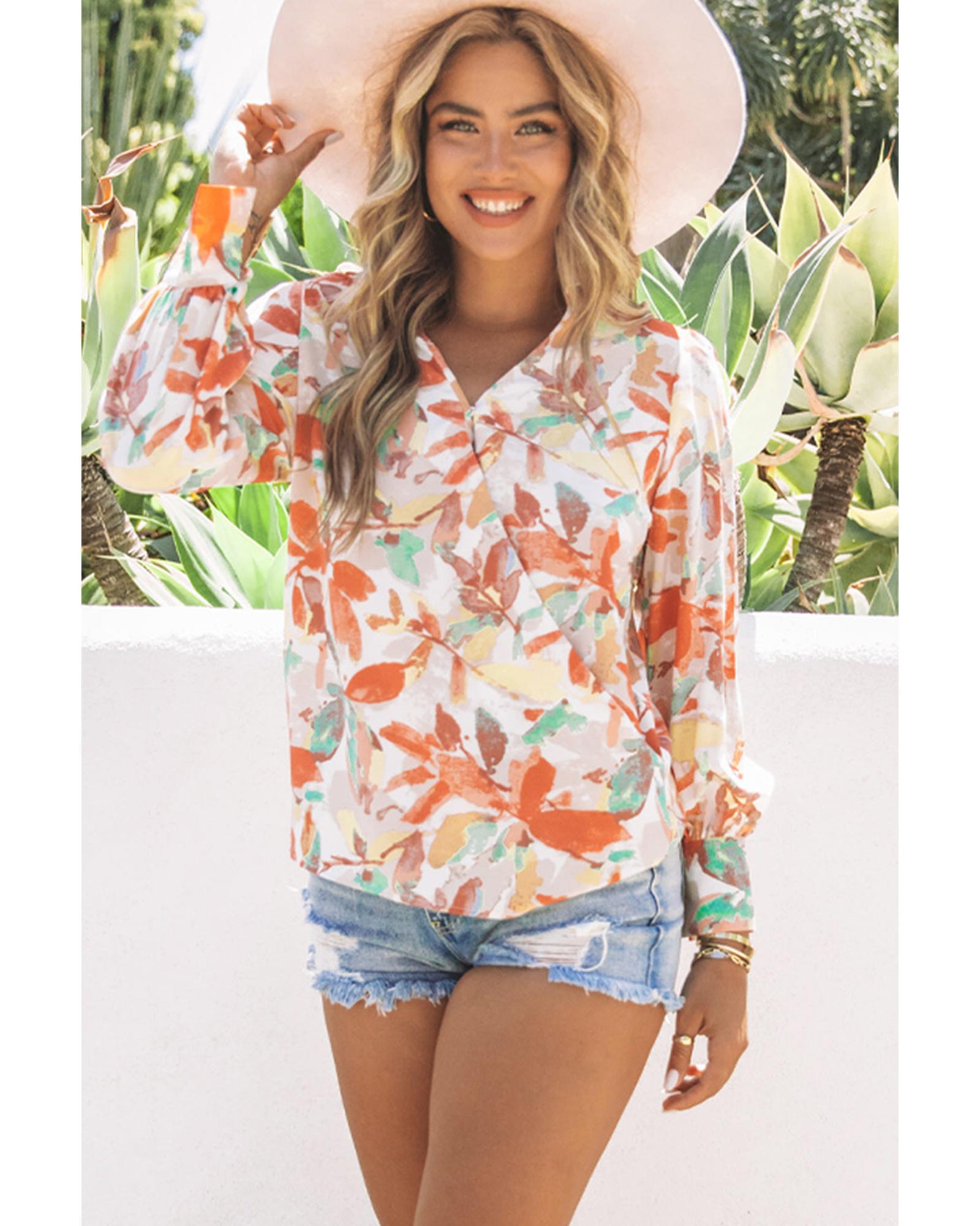 Azura Exchange Wrap Long Sleeve Blouse - L