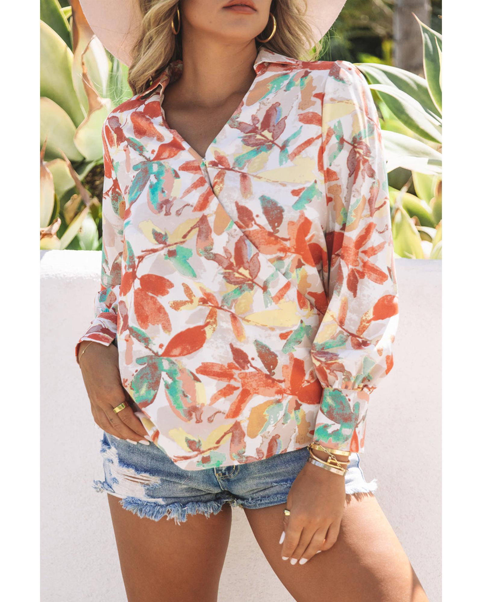 Azura Exchange Wrap Long Sleeve Blouse - M