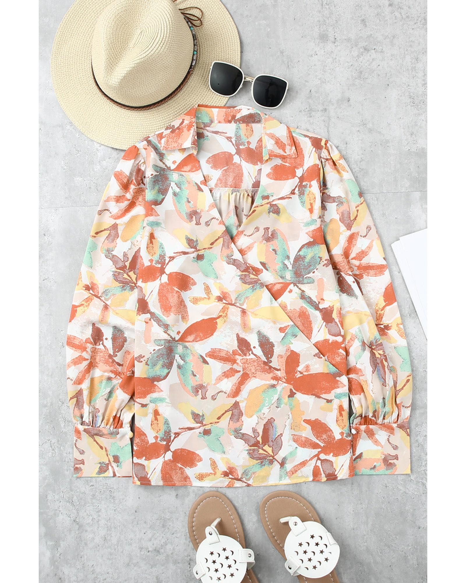 Azura Exchange Wrap Long Sleeve Blouse - M