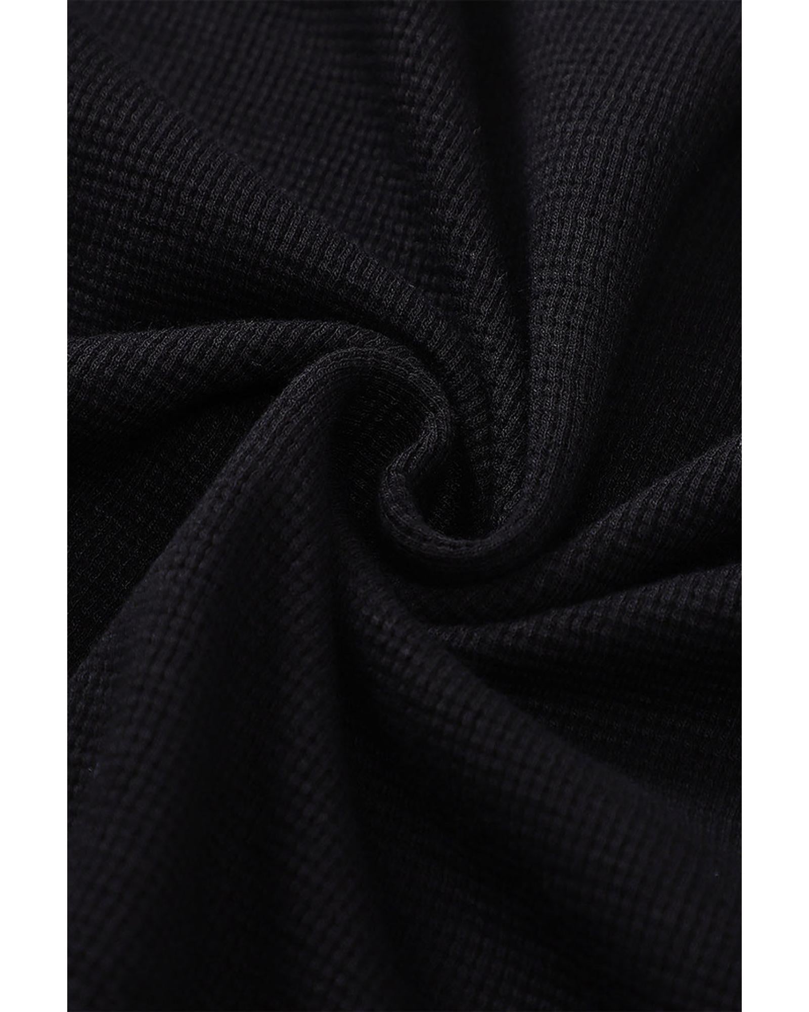 Azura Exchange Waffle Knit Henley Top - L