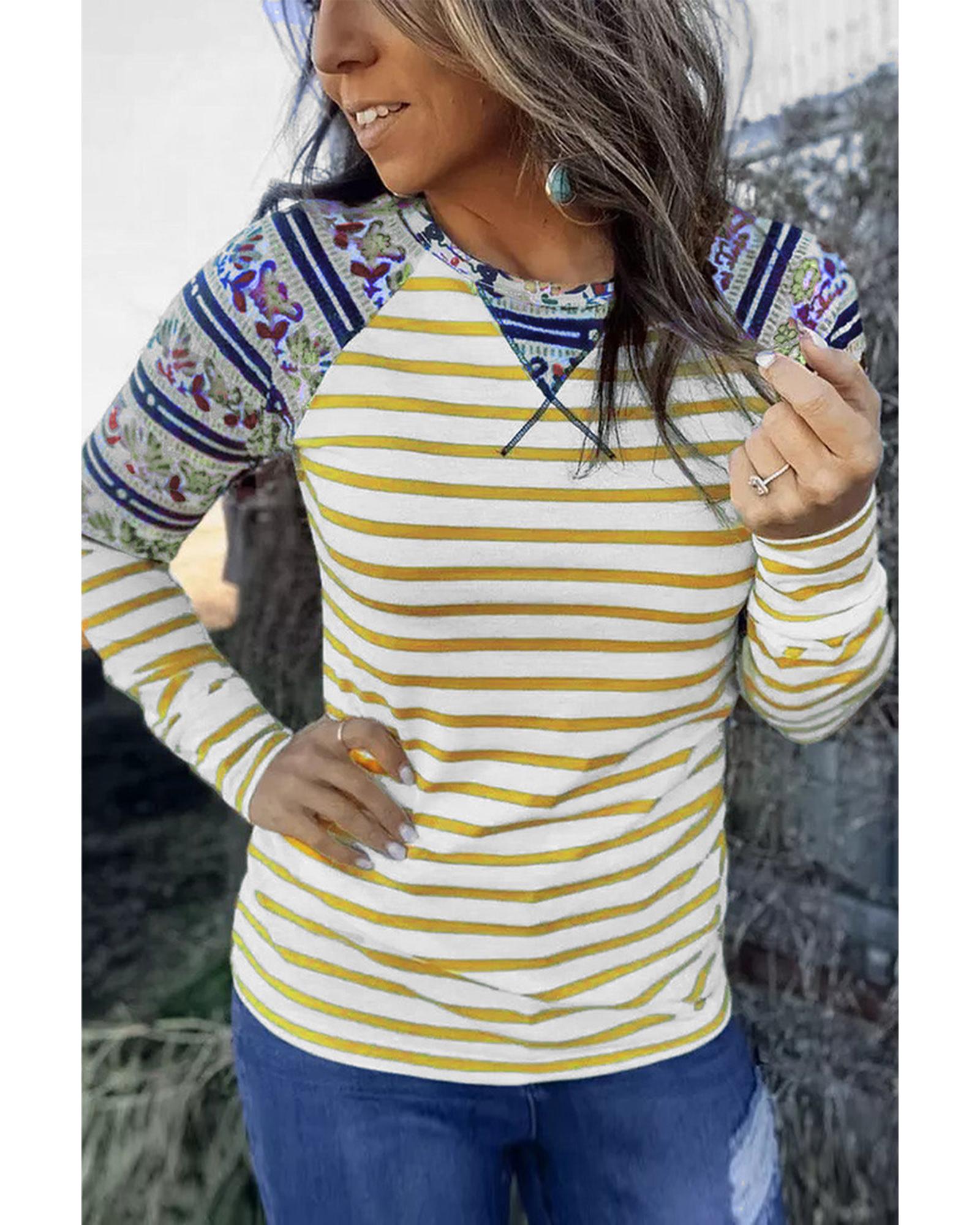 Azura Exchange Striped Cartoon Graphic Raglan Sleeve Blouse - M