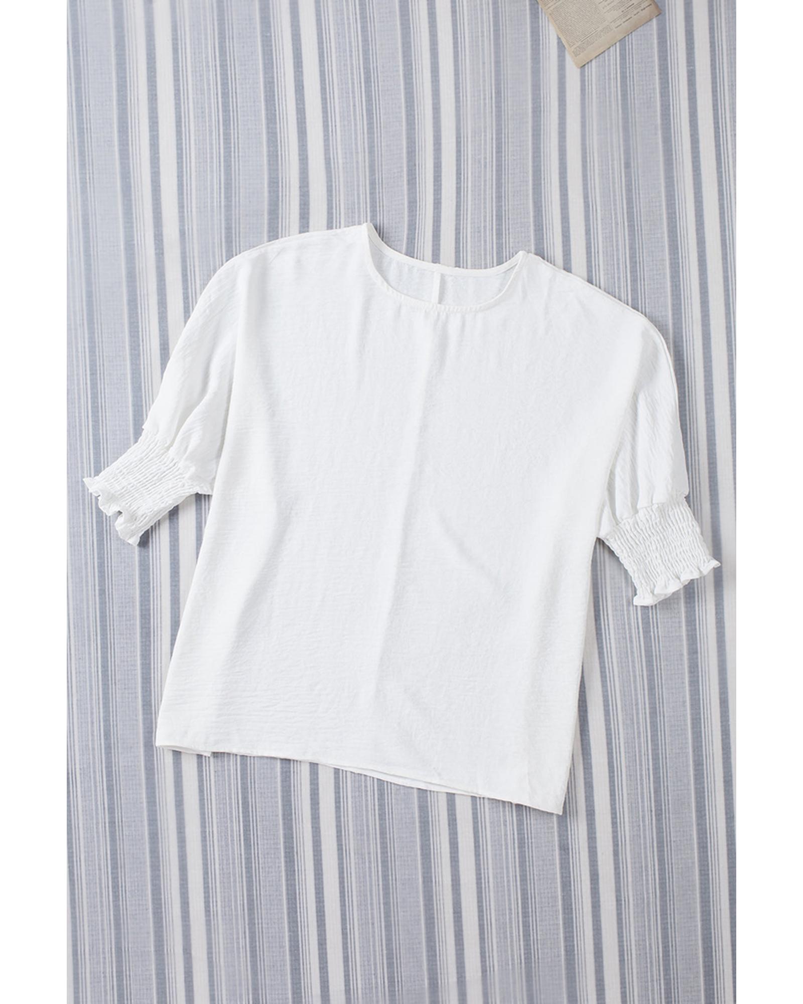 Azura Exchange Shift Top with Smocked Wrist - M
