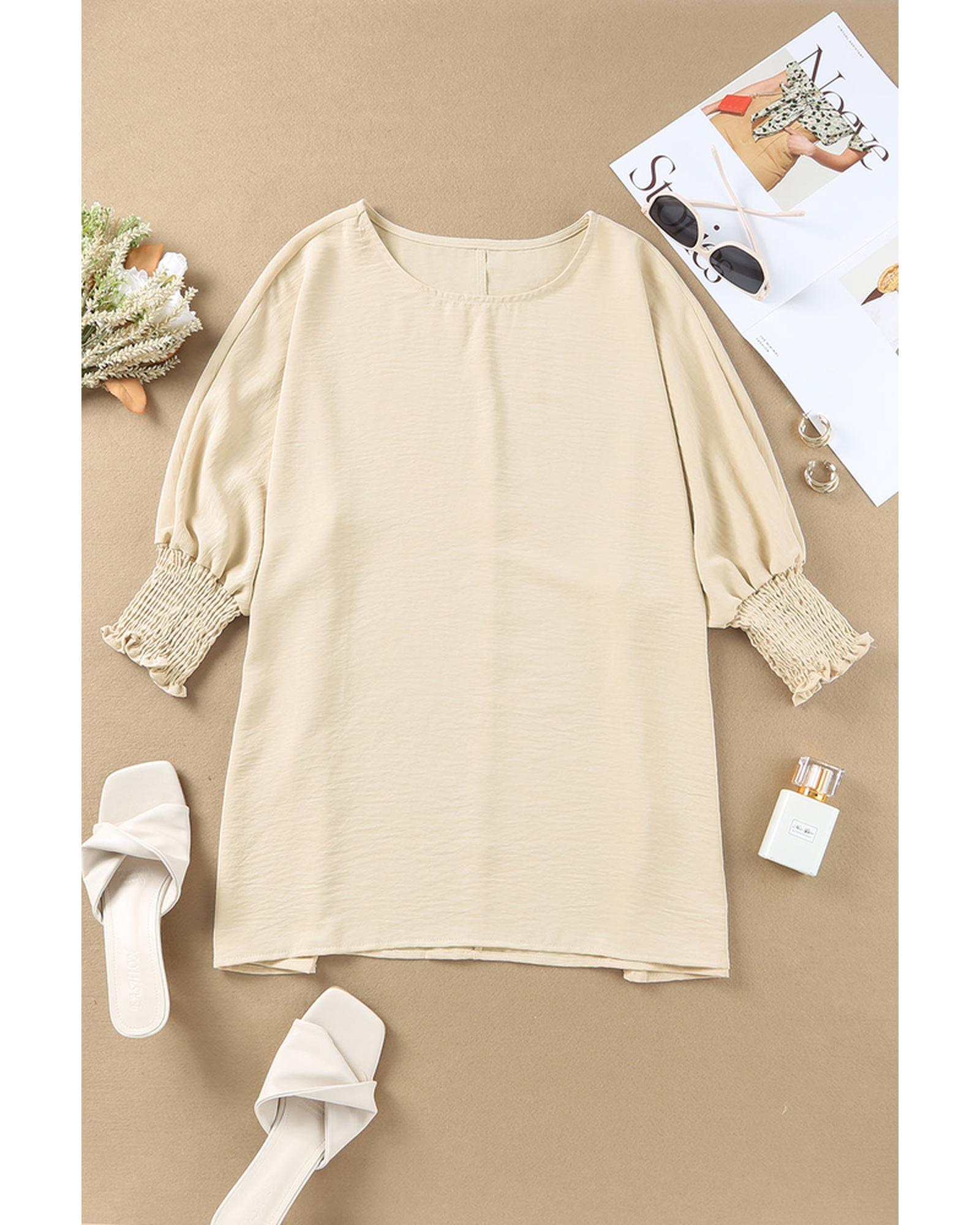 Azura Exchange Smocked Wrist Shift Top - 2XL