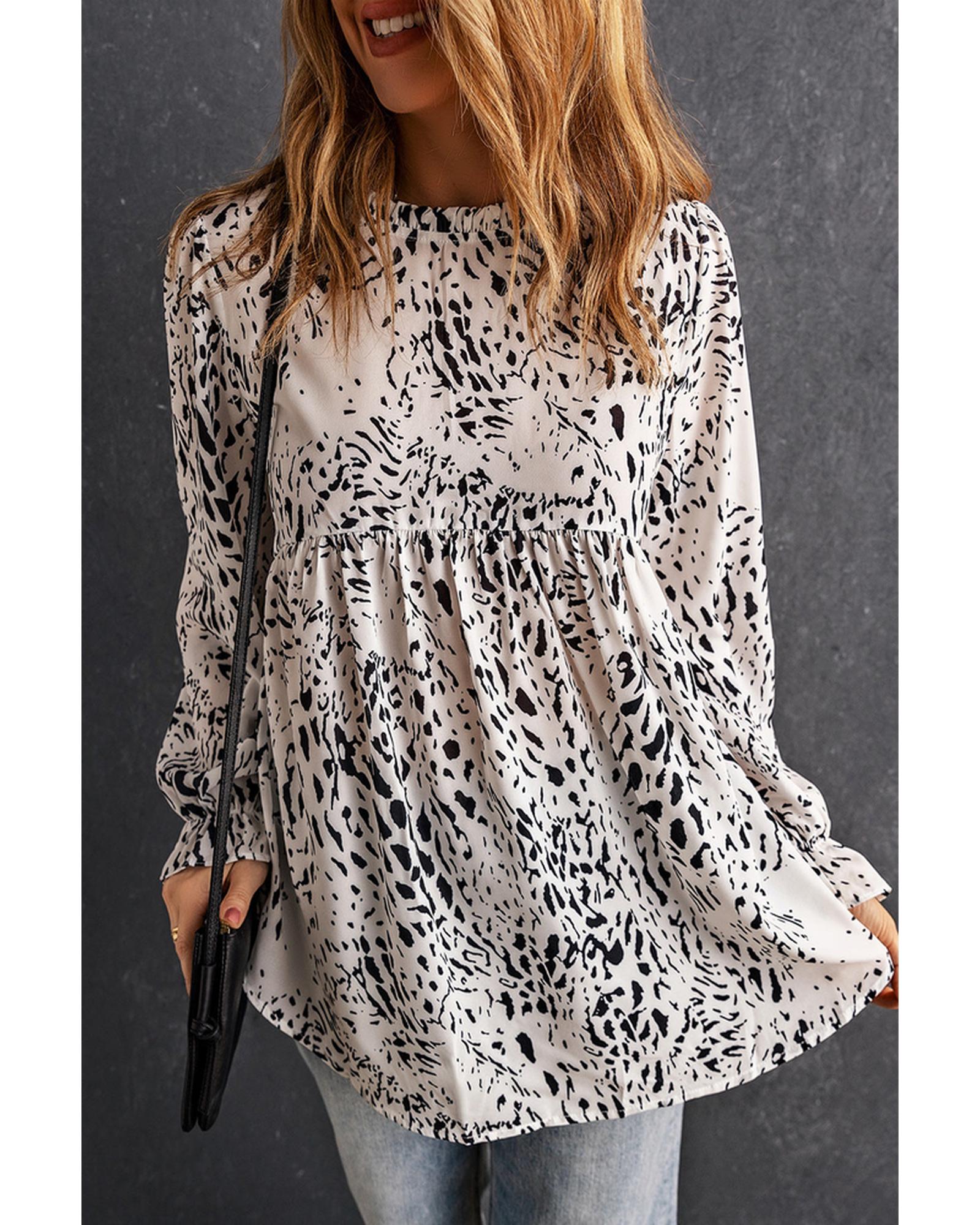 Azura Exchange Frilled Neck Blouse - M