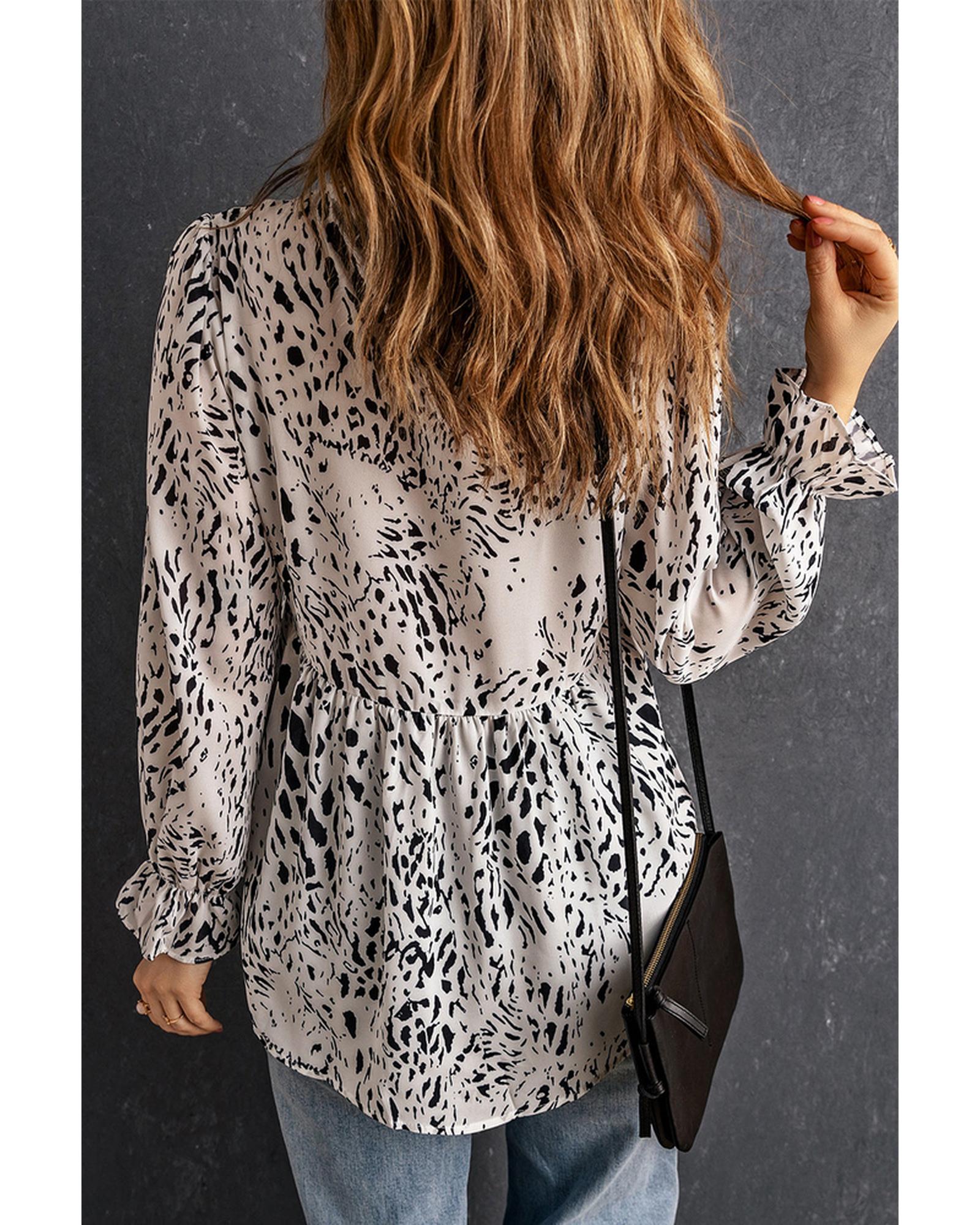 Azura Exchange Frilled Neck Blouse - M