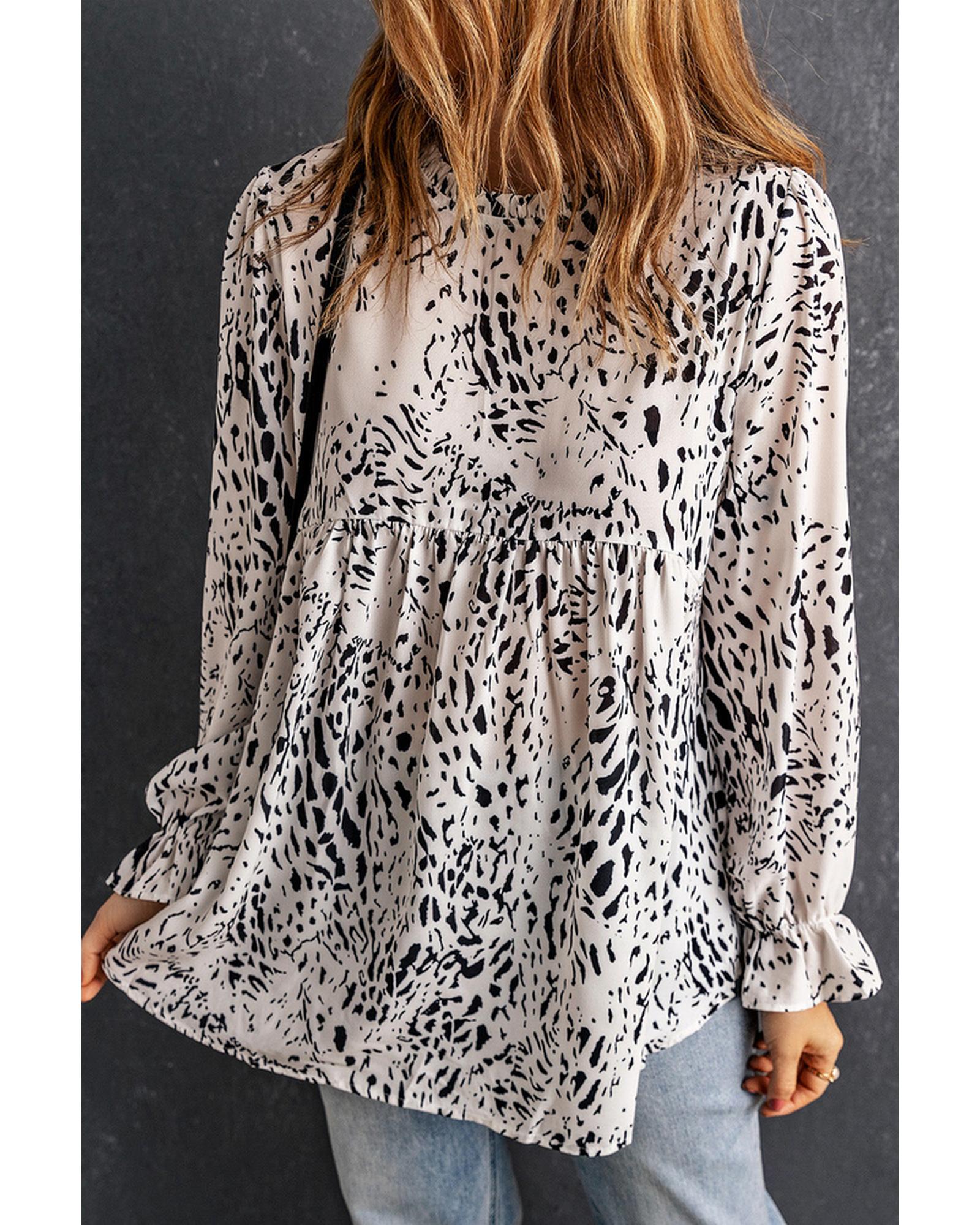 Azura Exchange Frilled Neck Blouse - M