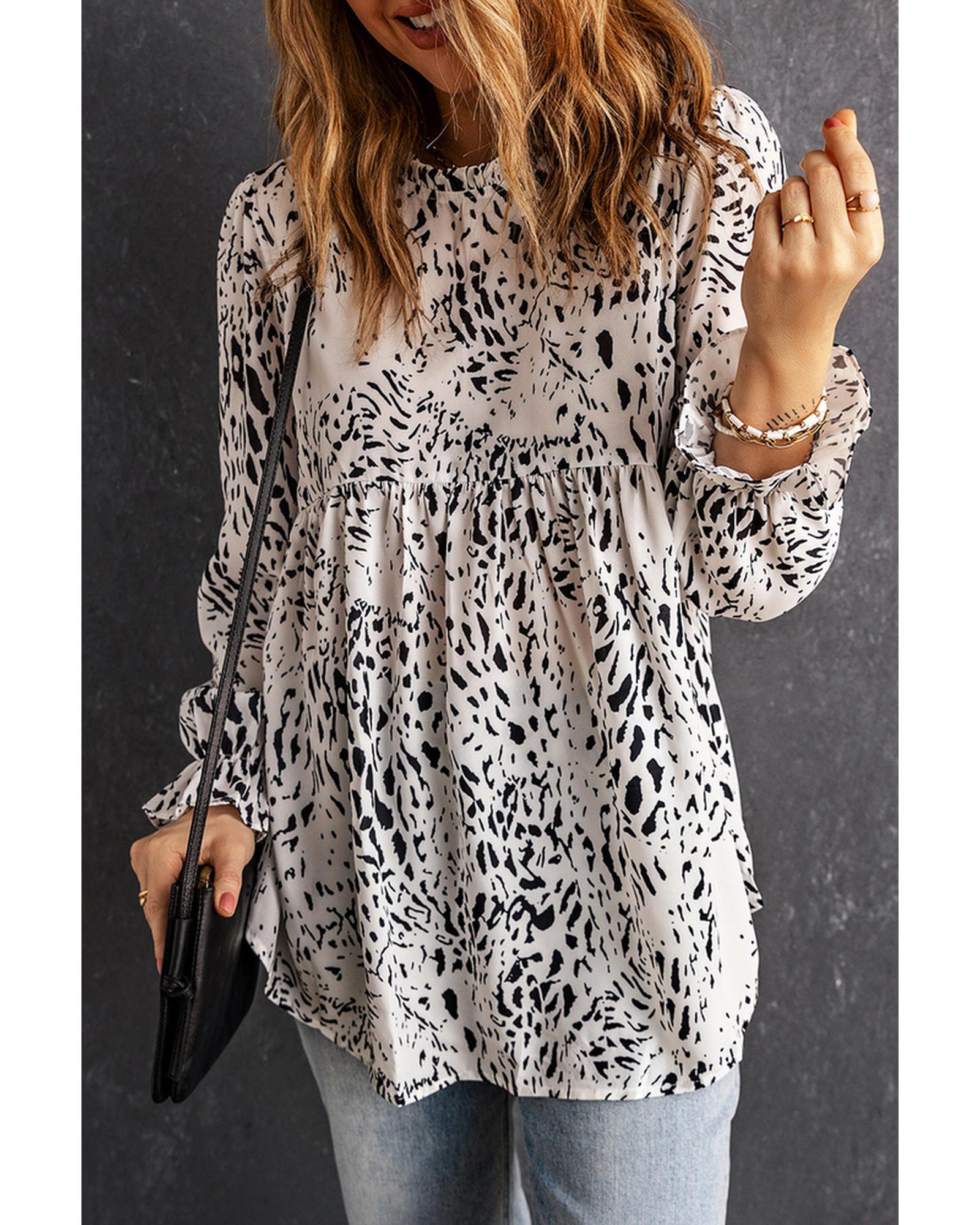 Azura Exchange Frilled Neck Blouse - M