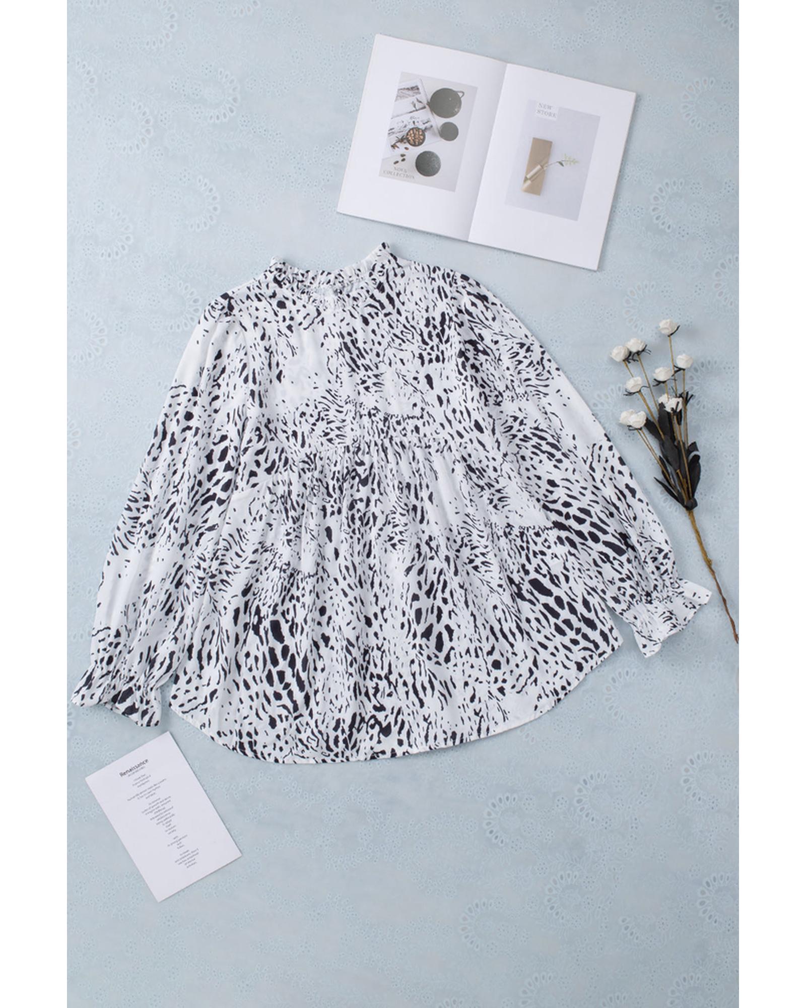 Azura Exchange Frilled Neck Blouse - M