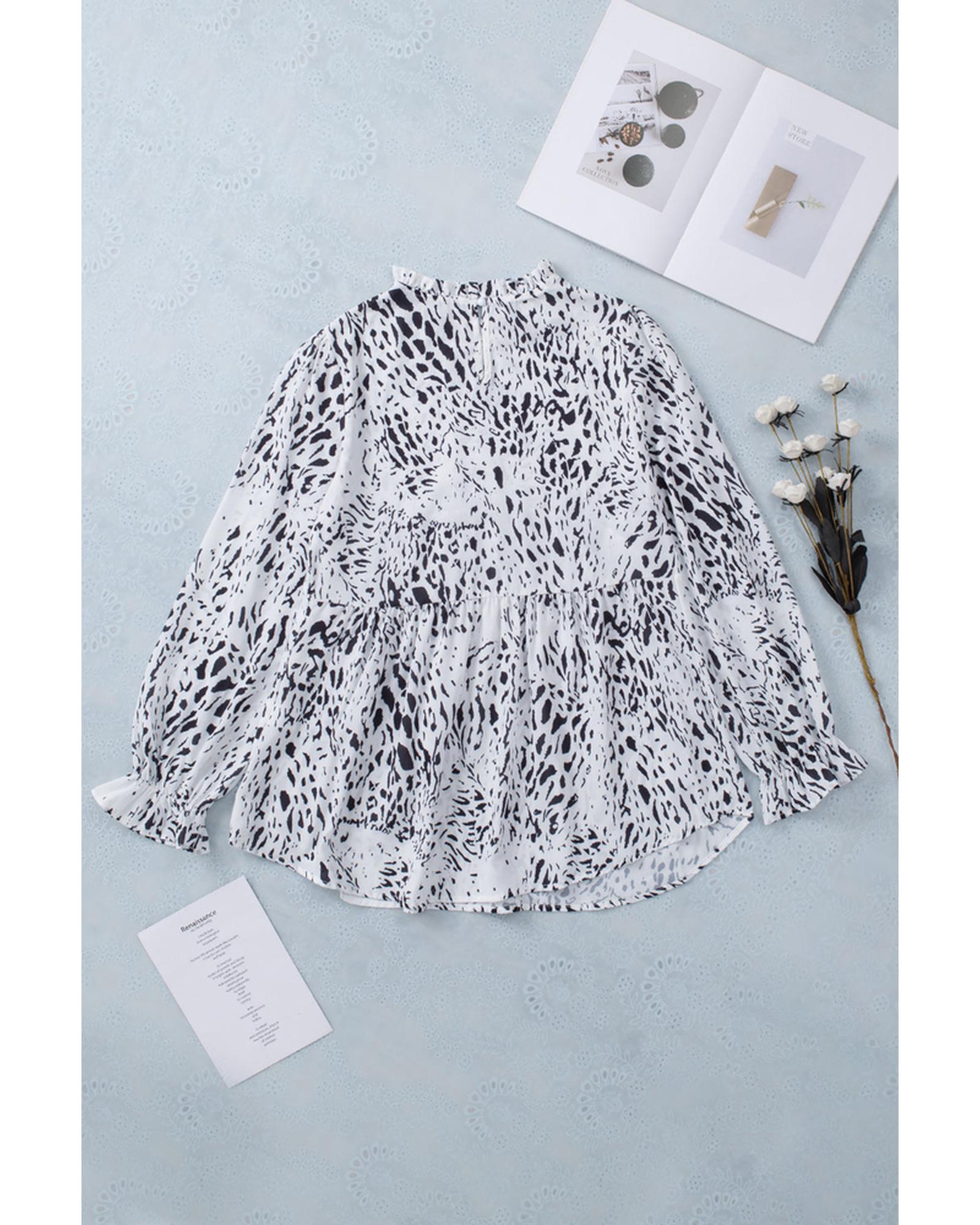 Azura Exchange Frilled Neck Blouse - M