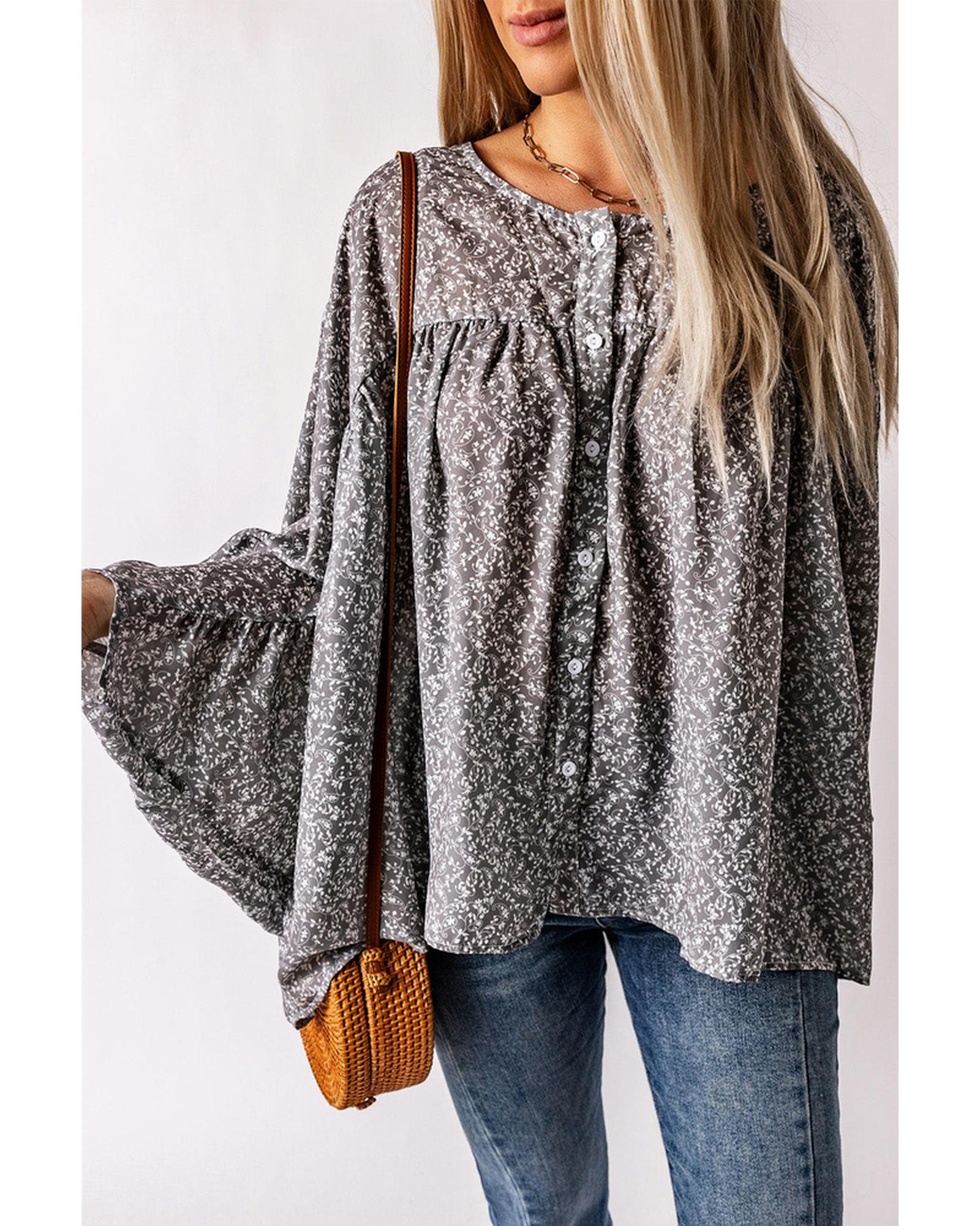 Azura Exchange Kimono Sleeve Ruched Blouse - M
