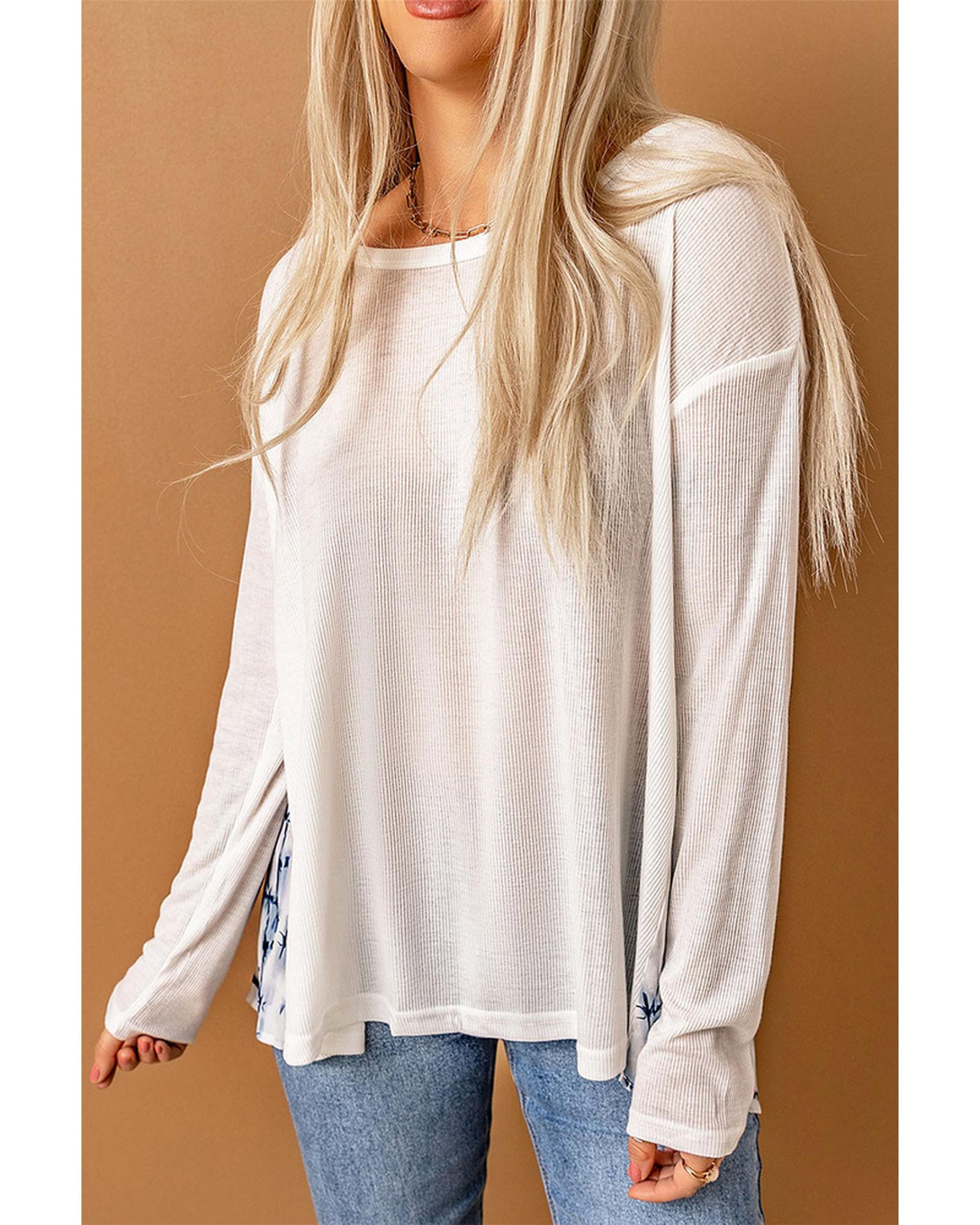 Azura Exchange Loose Fit Geometric Tie Dye Ribbed Top - 2XL