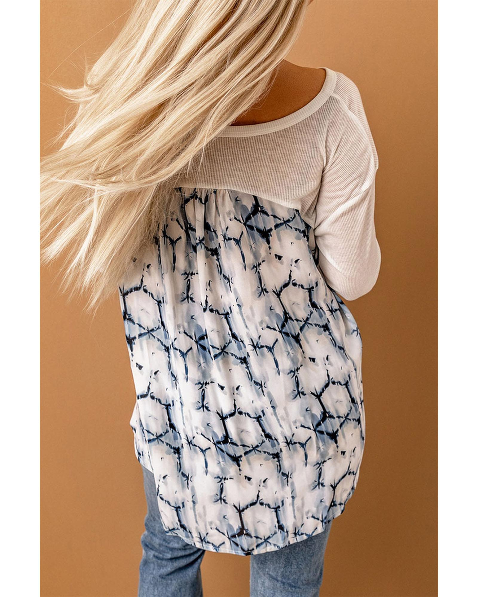 Azura Exchange Loose Fit Geometric Tie Dye Ribbed Top - 2XL