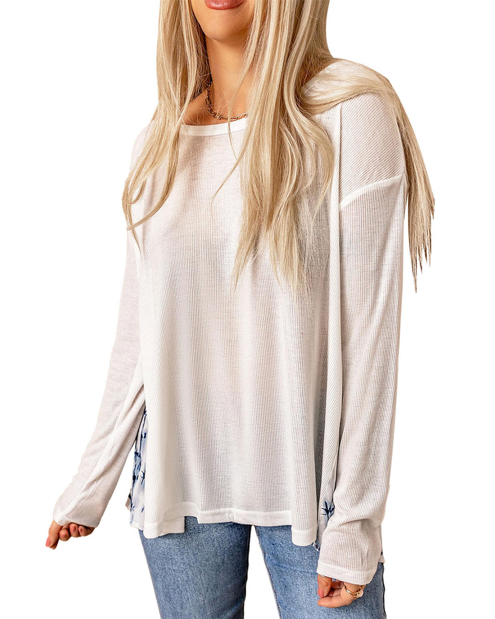 Azura Exchange Loose Fit Geometric Tie Dye Ribbed Top - 2XL