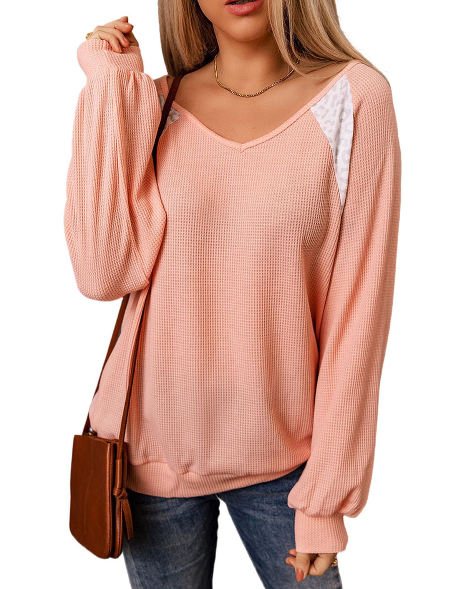 Azura Exchange Waffle Knit Top - L