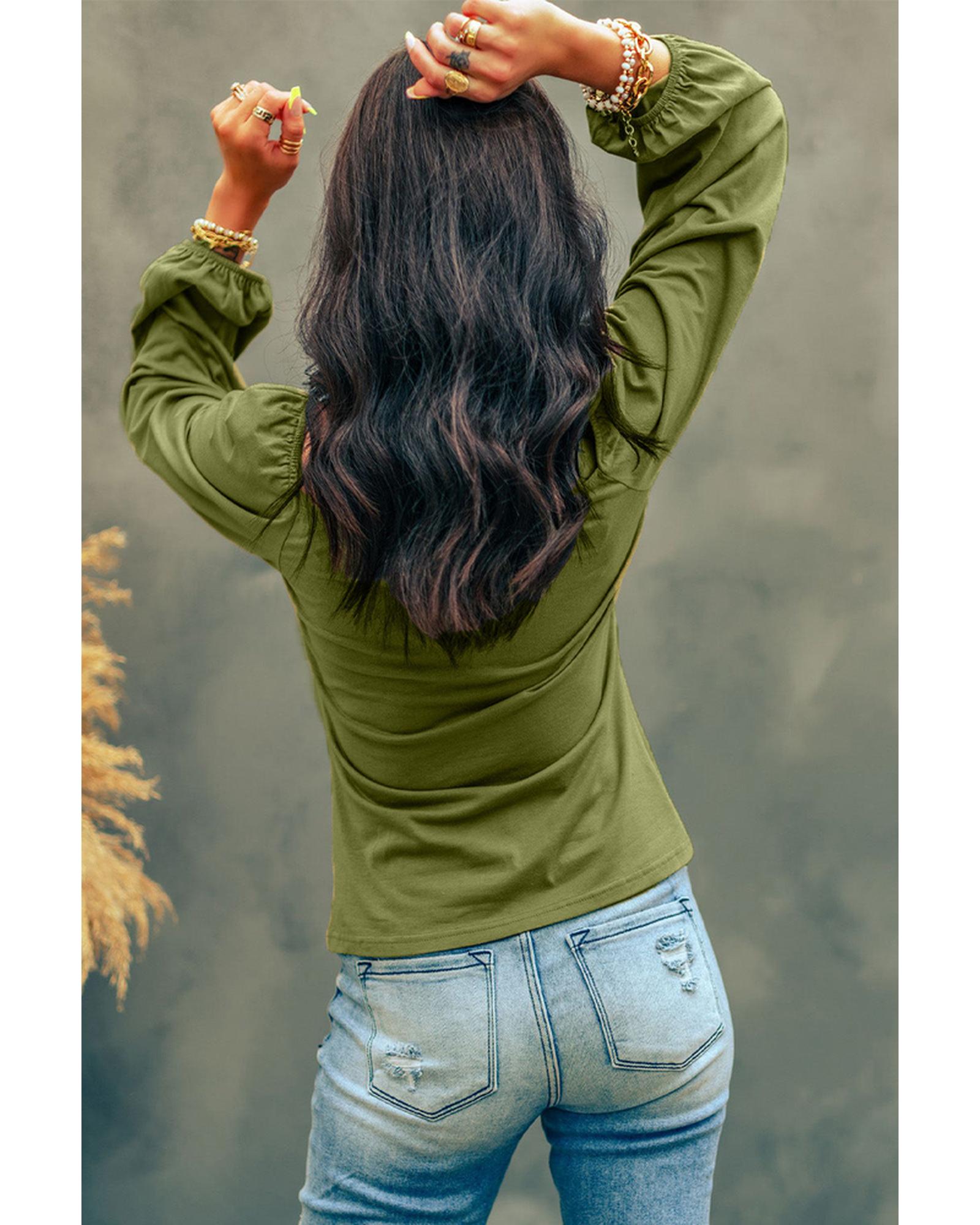 Azura Exchange Criss Cross Sweetheart Neck Long Sleeve Top - L