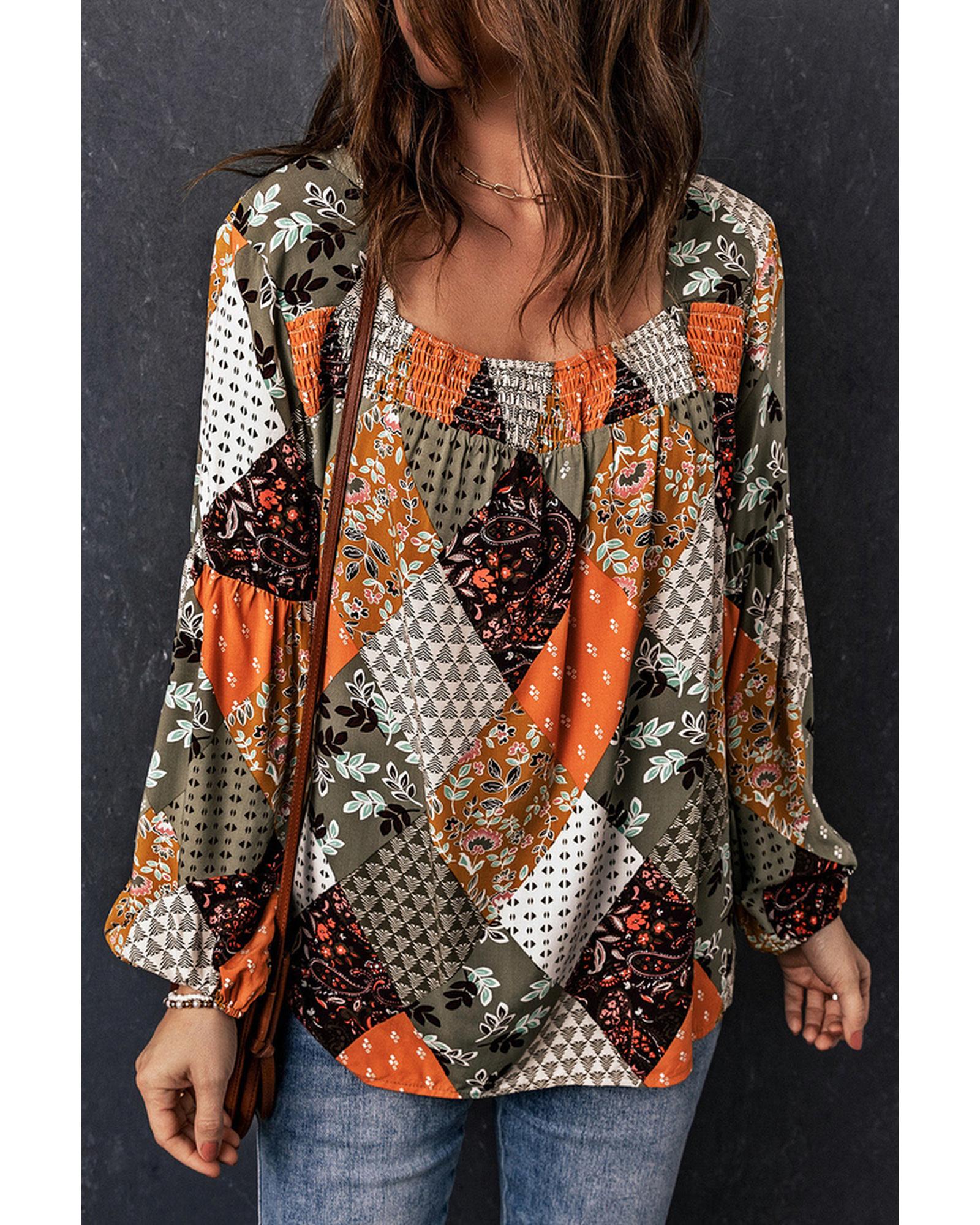 Azura Exchange Mixed Print Blouse - L
